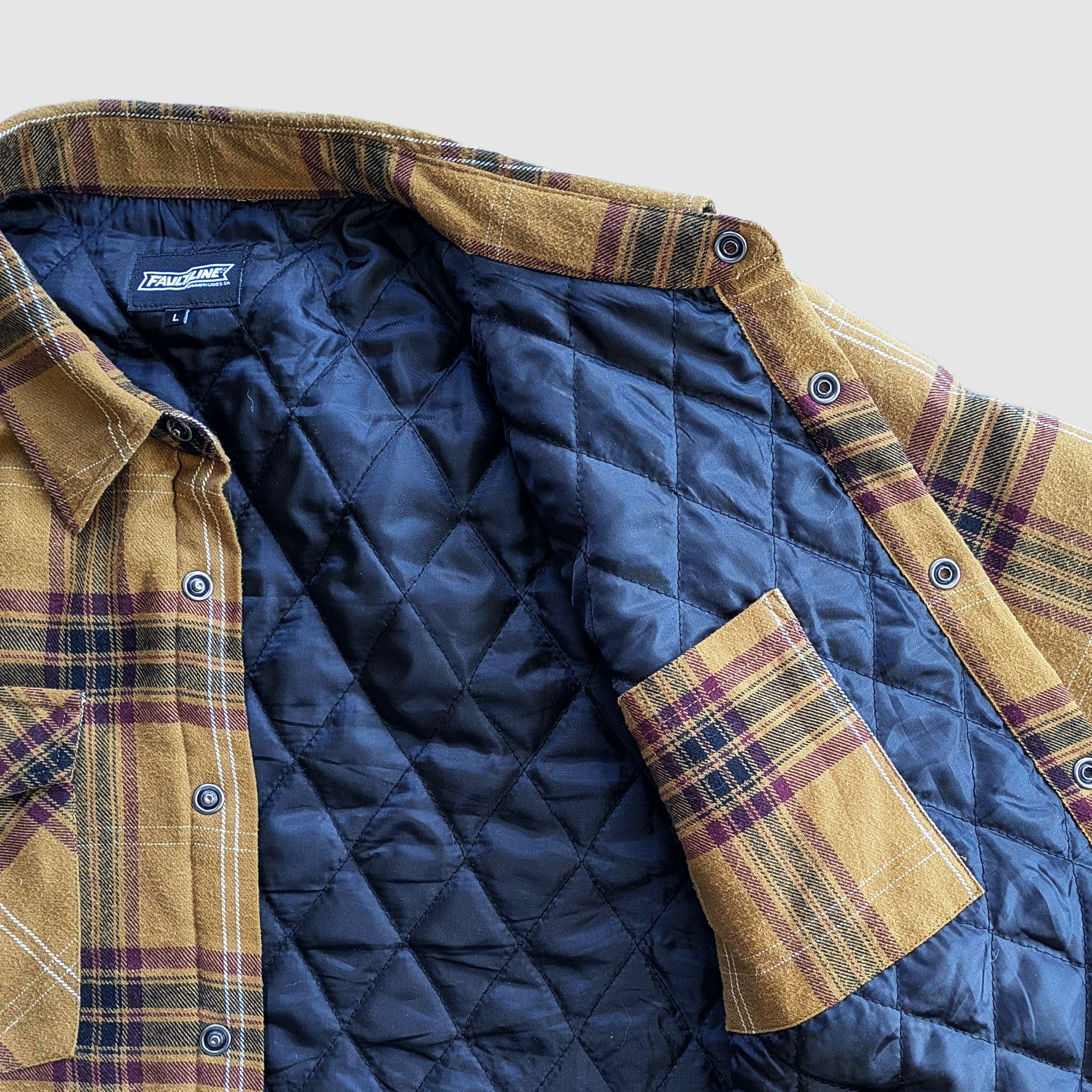 Product view 6 - Juniper Insulated Flannel Shacket - Dijon/Maroon - Faultline395