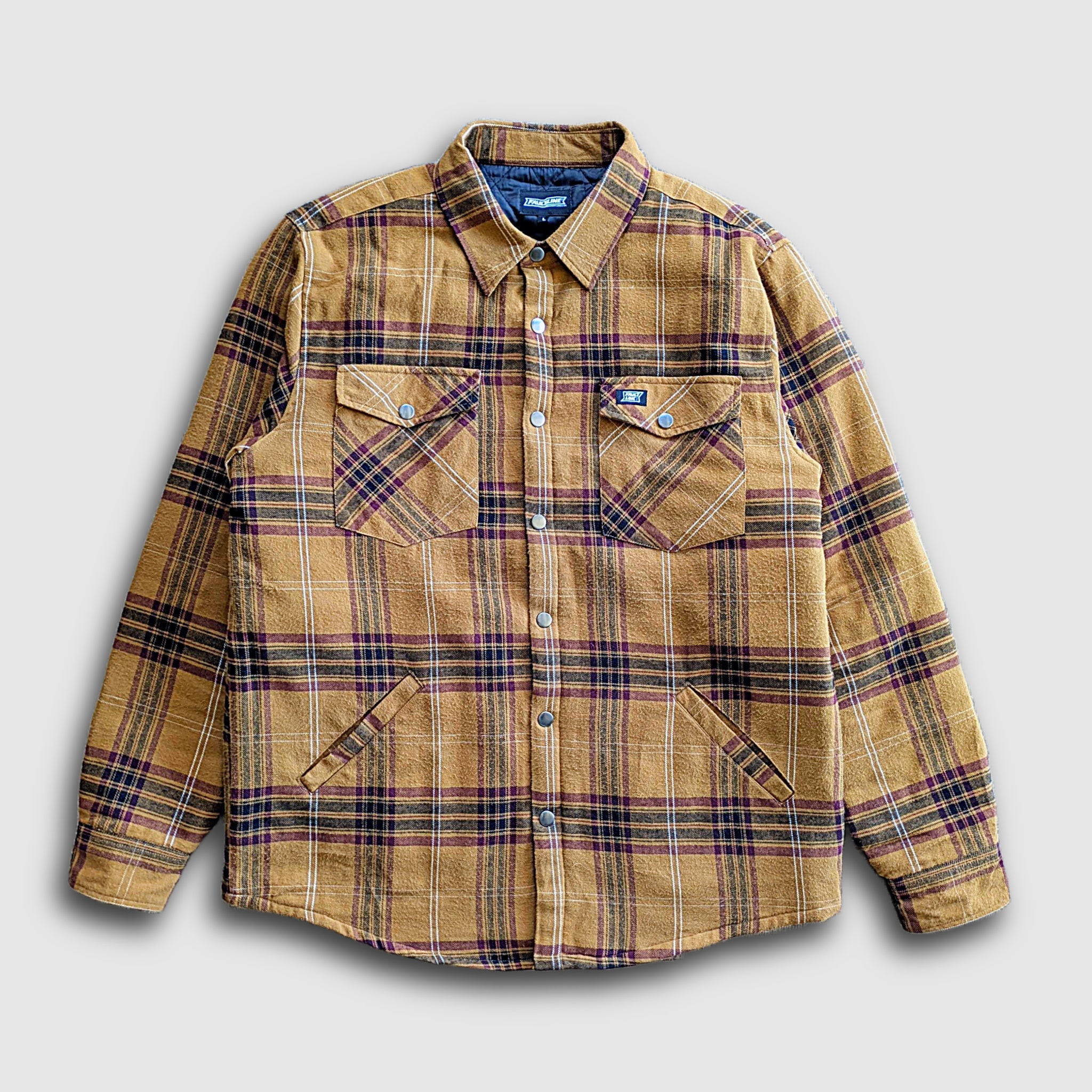Juniper Insulated Flannel Shacket - Dijon/Maroon - premium quality - Faultline395
