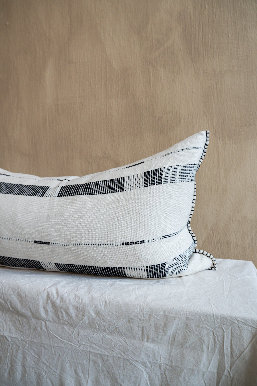 Product view 5 - Fulcrum Onyx Oversized Cotton Lumbar Pillow - Kanju Interiors