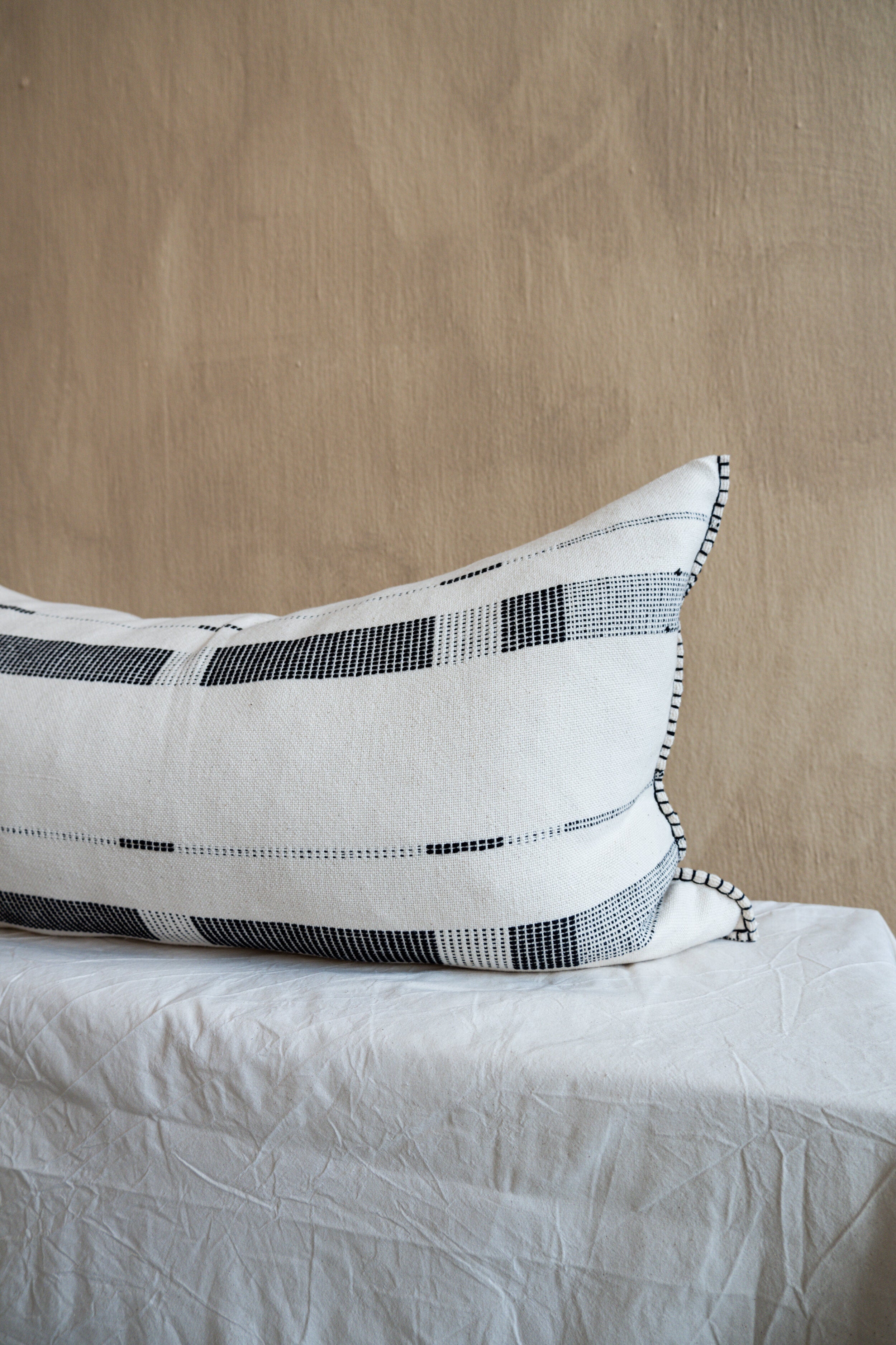 Product view 5 - Fulcrum Onyx Oversized Cotton Lumbar Pillow - Kanju Interiors