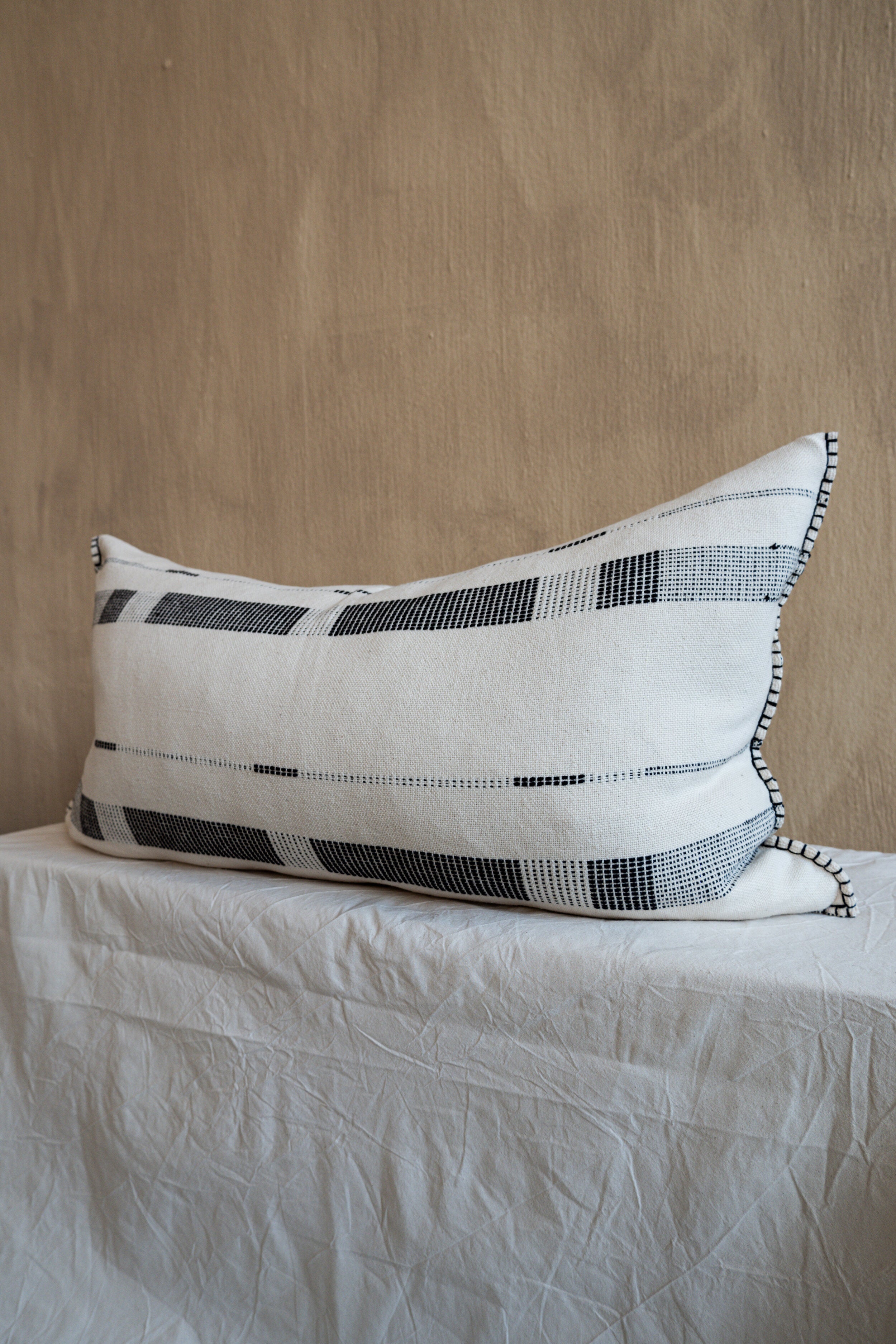 Product view 6 - Fulcrum Onyx Oversized Cotton Lumbar Pillow - Kanju Interiors