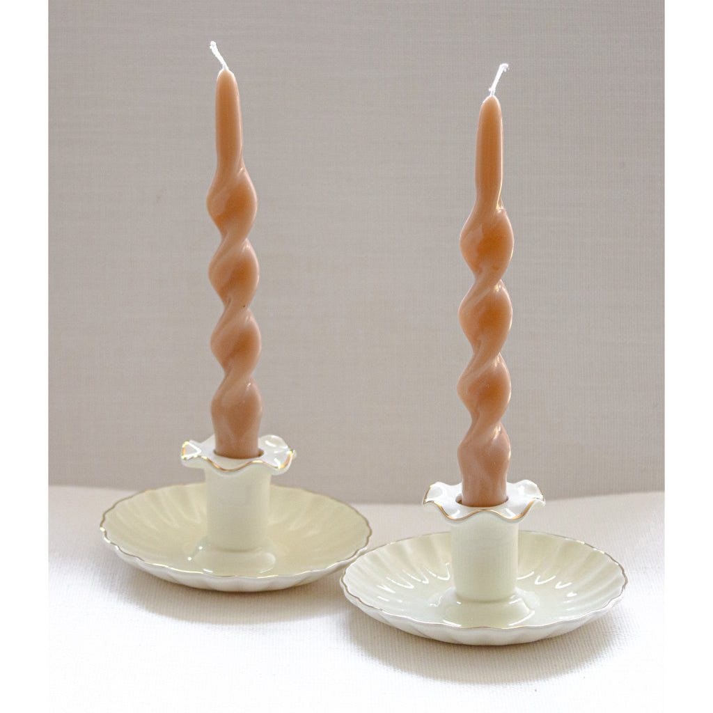 Lifestyle photo showing Gilded Cream Candle Holder - Case of 12 in use - Ro'Table