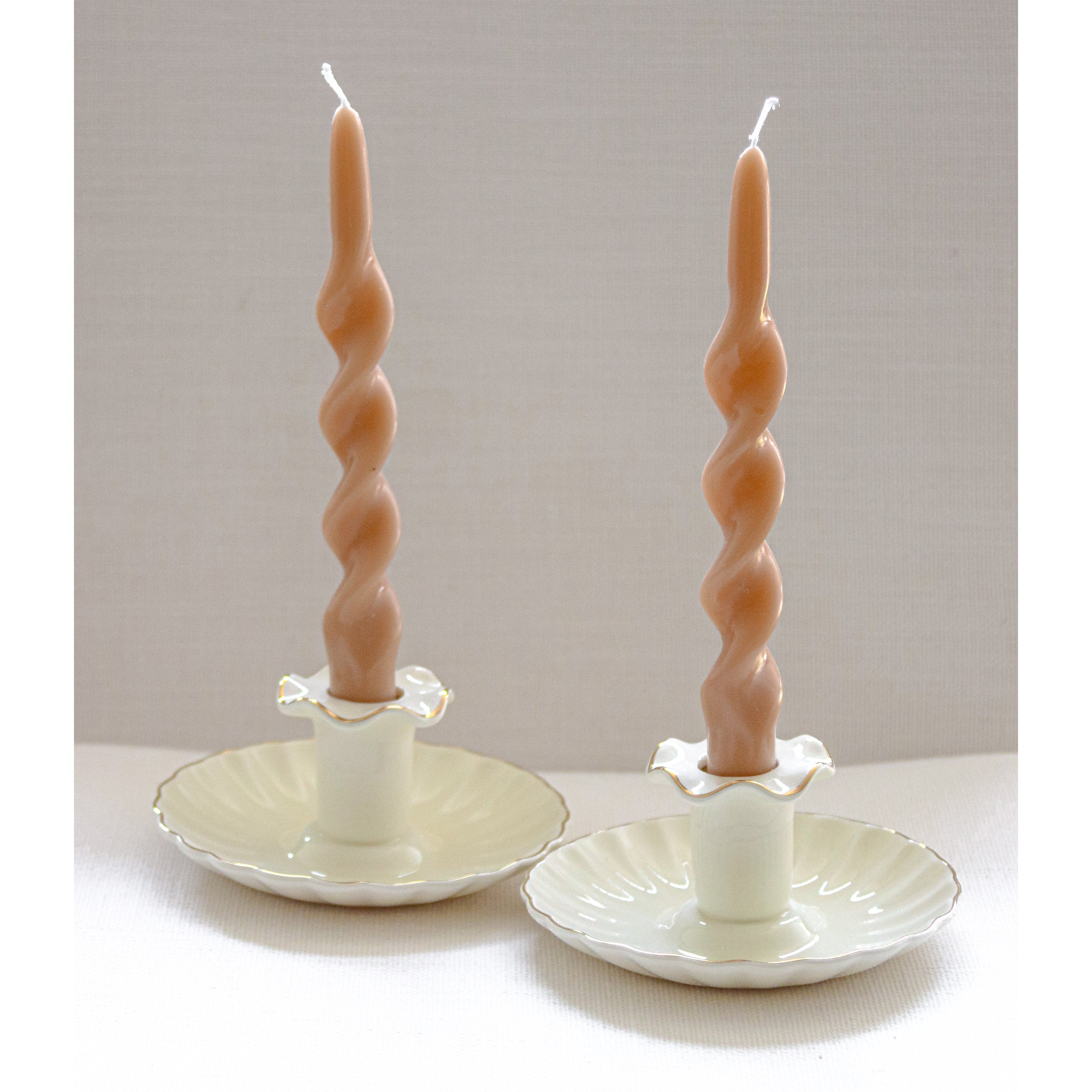 Lifestyle photo showing Gilded Cream Candle Holder - Case of 12 in use - Ro'Table