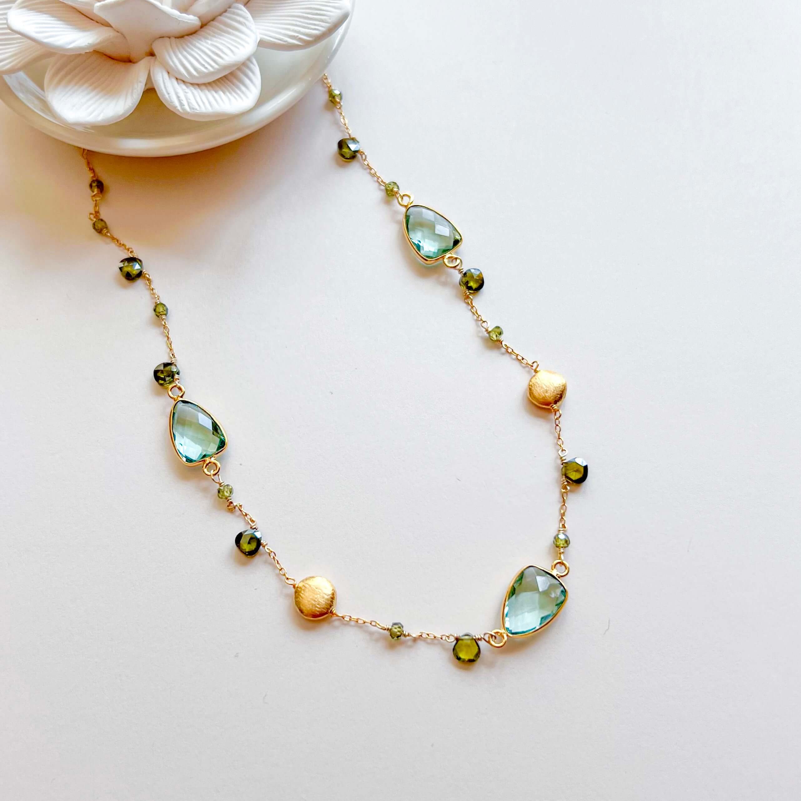 Product view 4 - PARKEN JEWELRY Green Amethyst Gold Bezel Chain - PARKEN JEWELRY