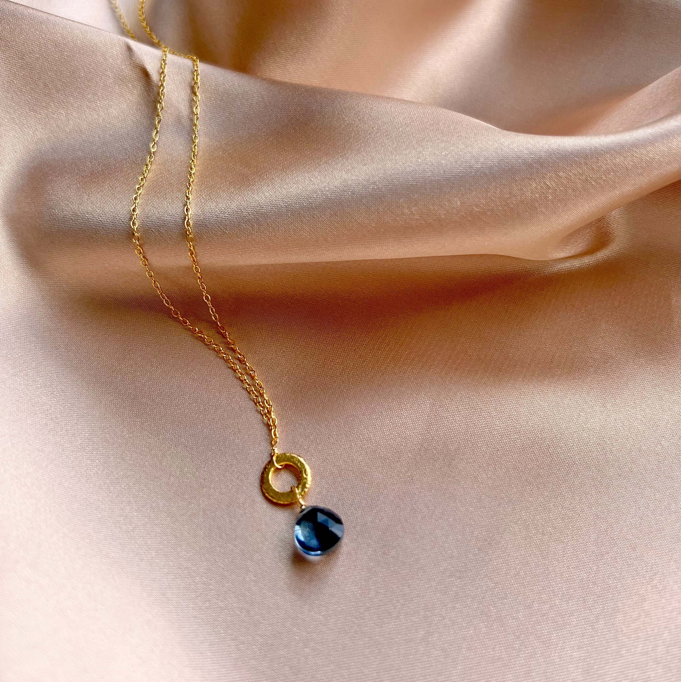 Close-up detail showing quality craftsmanship and materials - PARKEN JEWELRY Iolite Mini Drop Layering Necklace