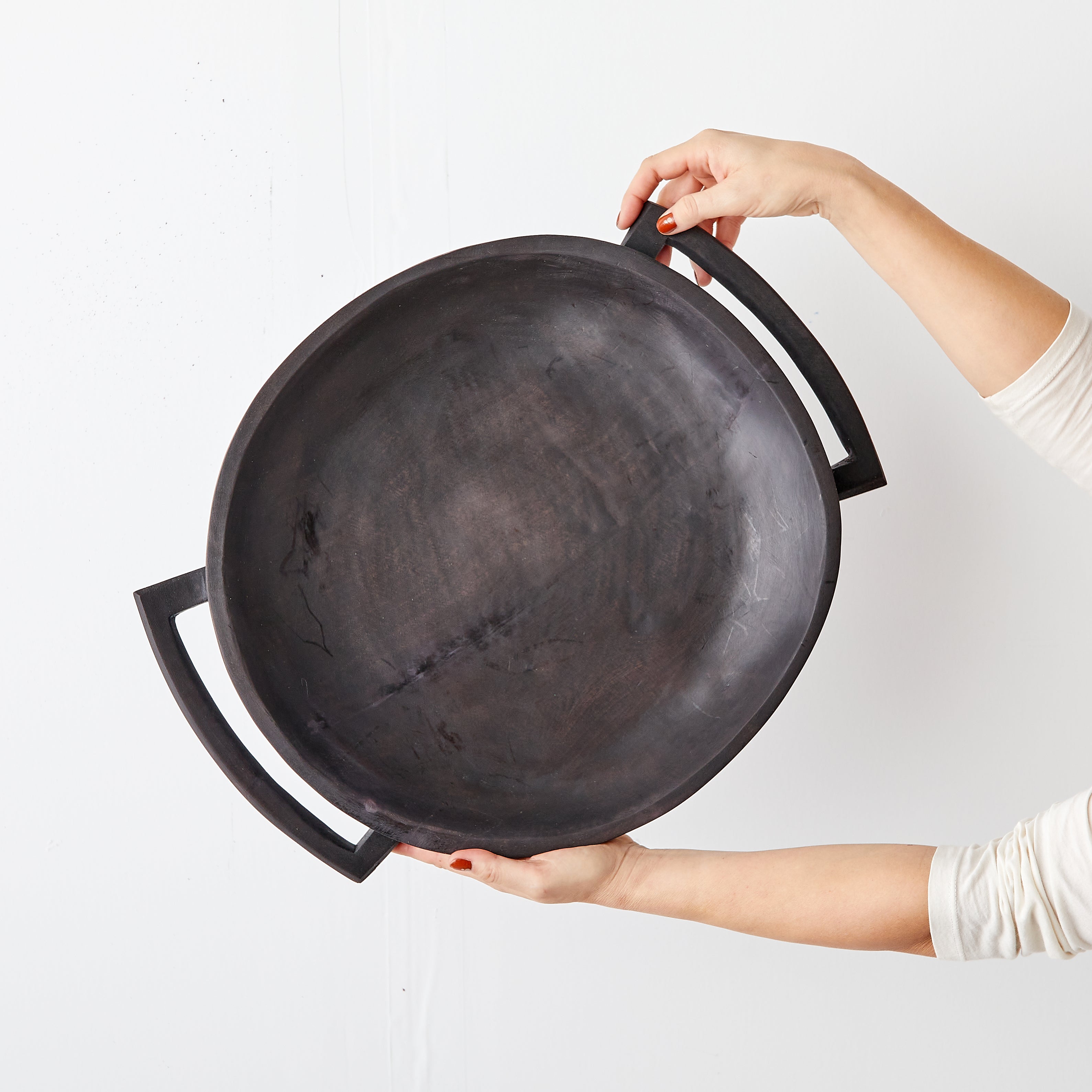Close-up detail showing quality craftsmanship and materials - Swazi Round Wood Serving Platter