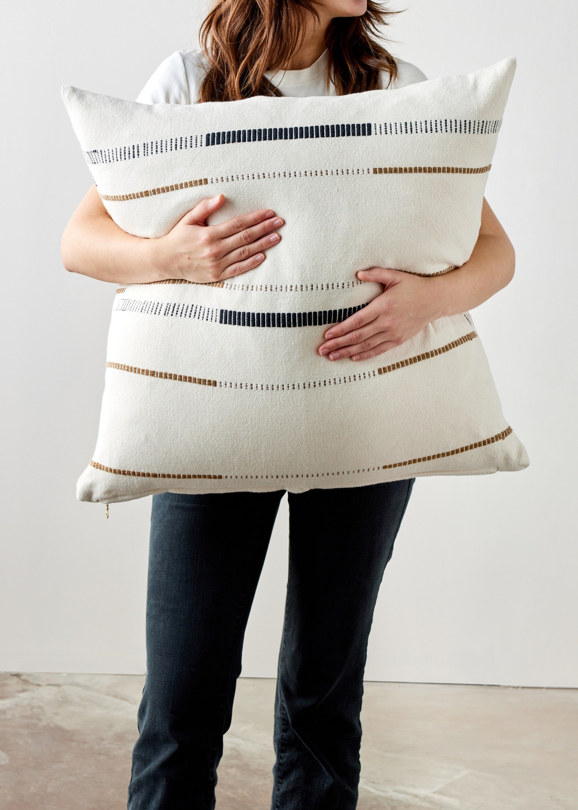 Close-up detail showing quality craftsmanship and materials - Mason Hand-Loomed Cotton Pillow