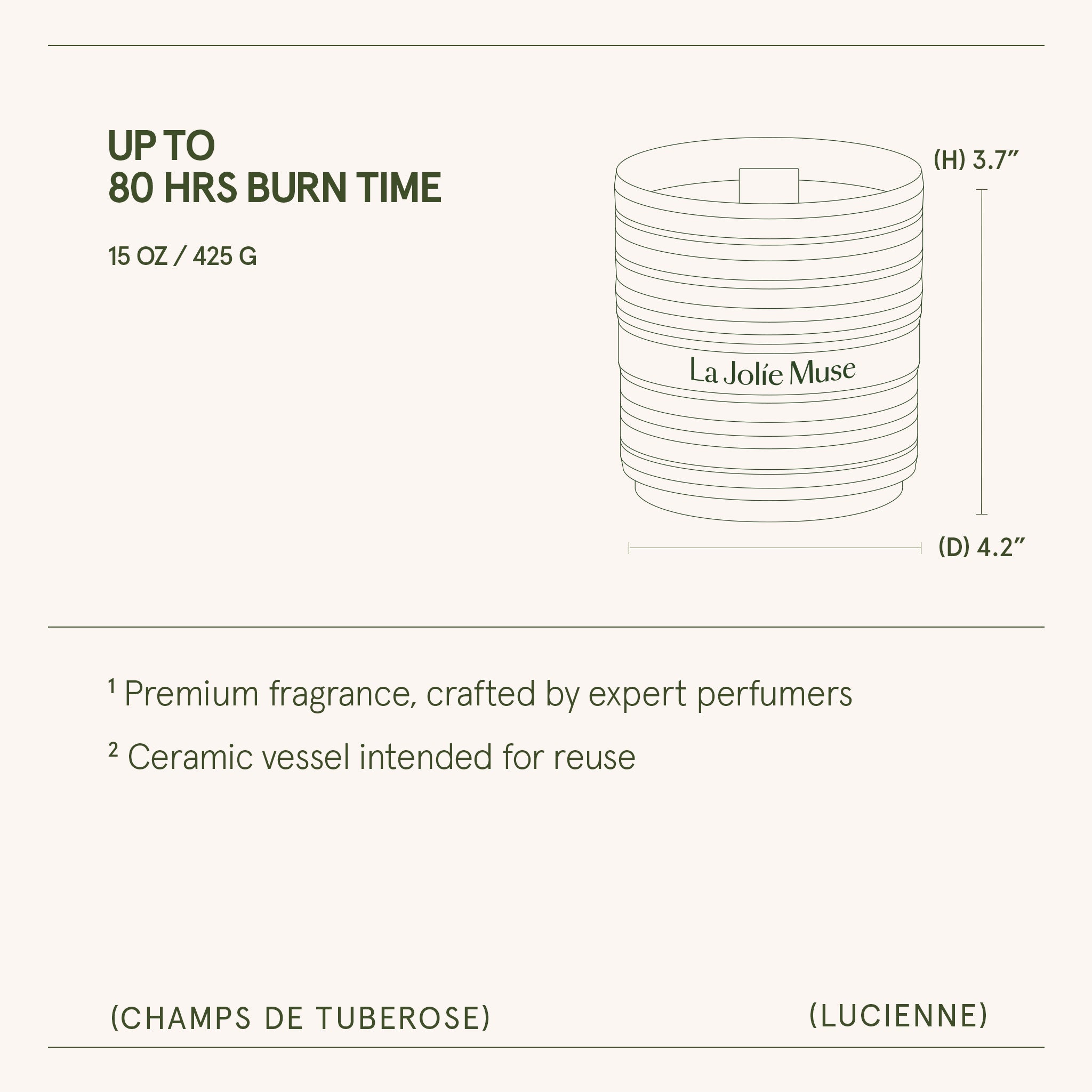 Product view 16 - Lucienne - Champs de Tuberose Candle - LA JOLIE MUSE
