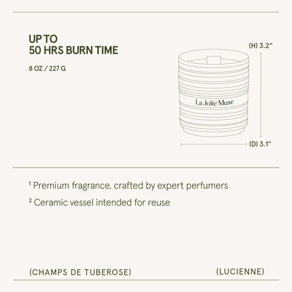 Product view 8 - Lucienne - Champs de Tuberose Candle - LA JOLIE MUSE