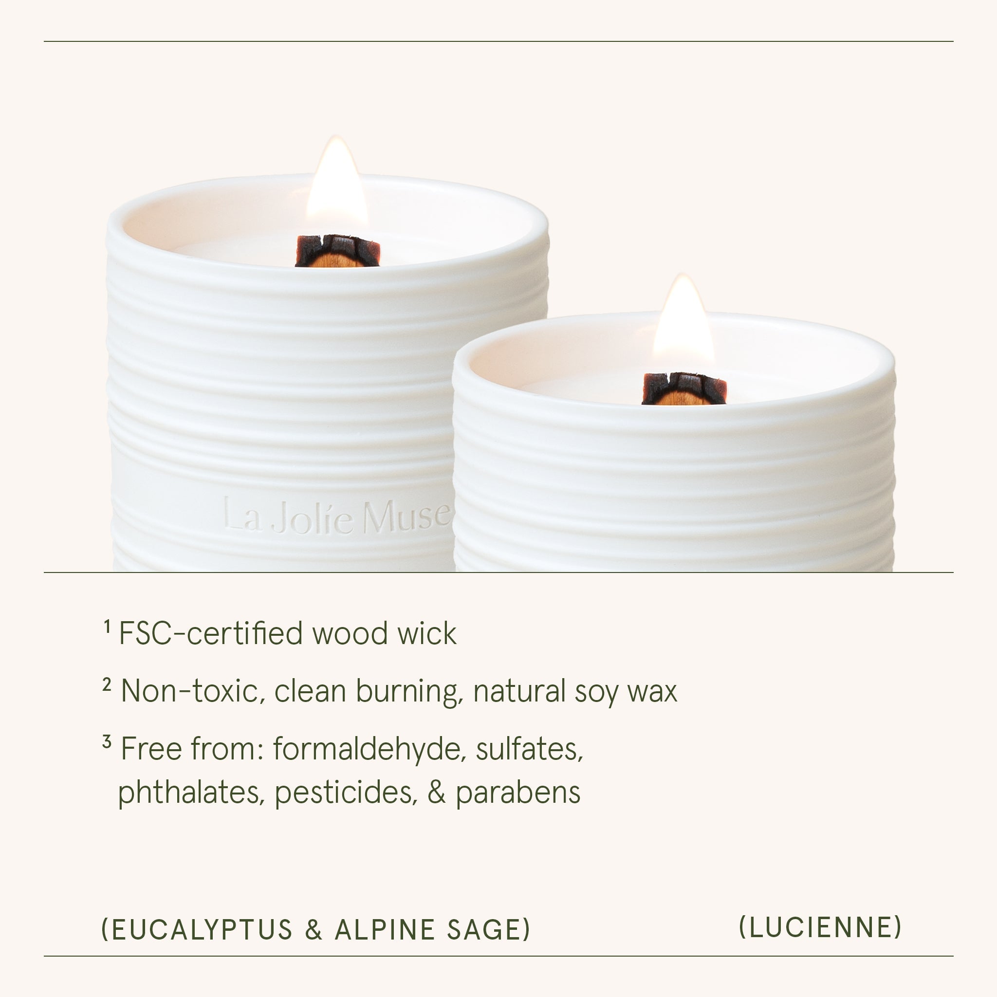 Product view 5 - Lucienne - Eucalyptus & Alpine Sage Candle - LA JOLIE MUSE