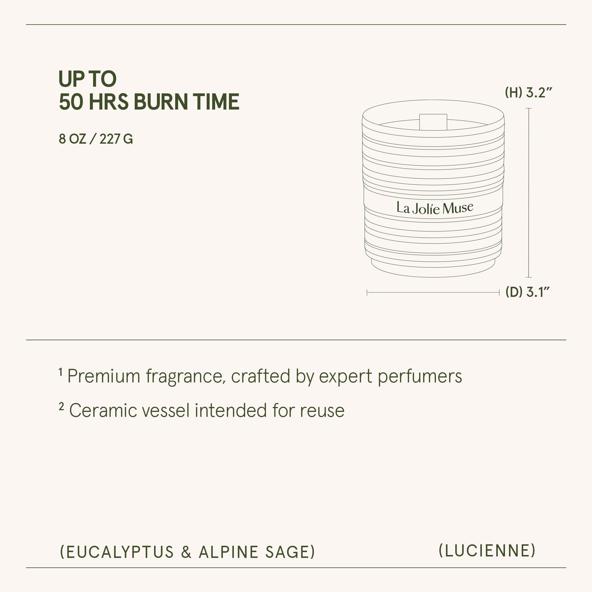 Product view 7 - Lucienne - Eucalyptus & Alpine Sage Candle - LA JOLIE MUSE