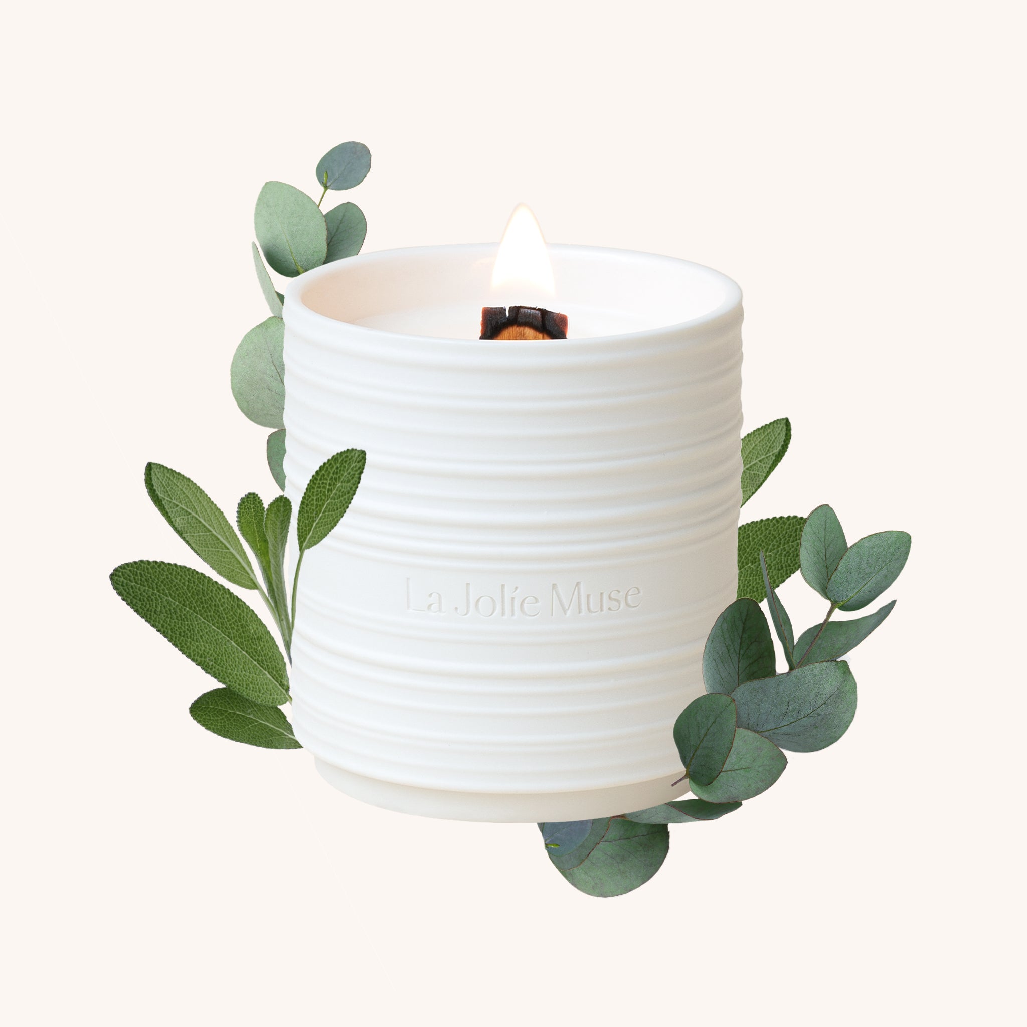 Close-up detail showing quality craftsmanship and materials - Lucienne - Eucalyptus & Alpine Sage Candle