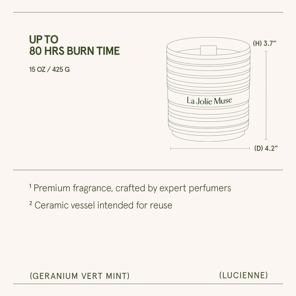 Product view 16 - Lucienne - Geranium Vert Mint Candle - LA JOLIE MUSE