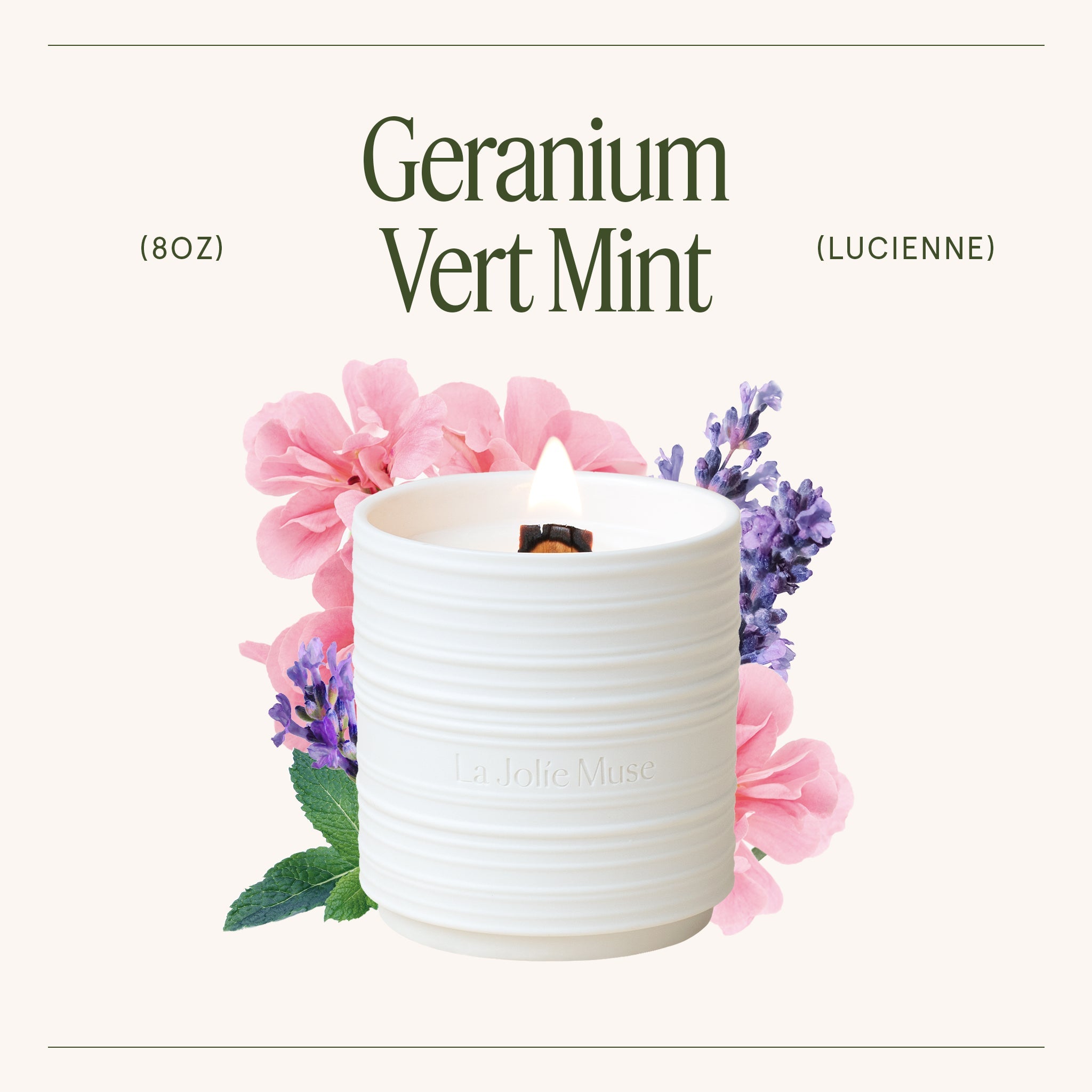 Product view 5 - Lucienne - Geranium Vert Mint Candle - LA JOLIE MUSE