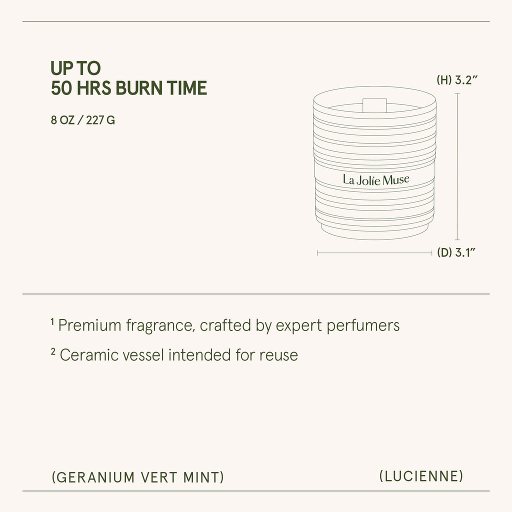 Product view 8 - Lucienne - Geranium Vert Mint Candle - LA JOLIE MUSE