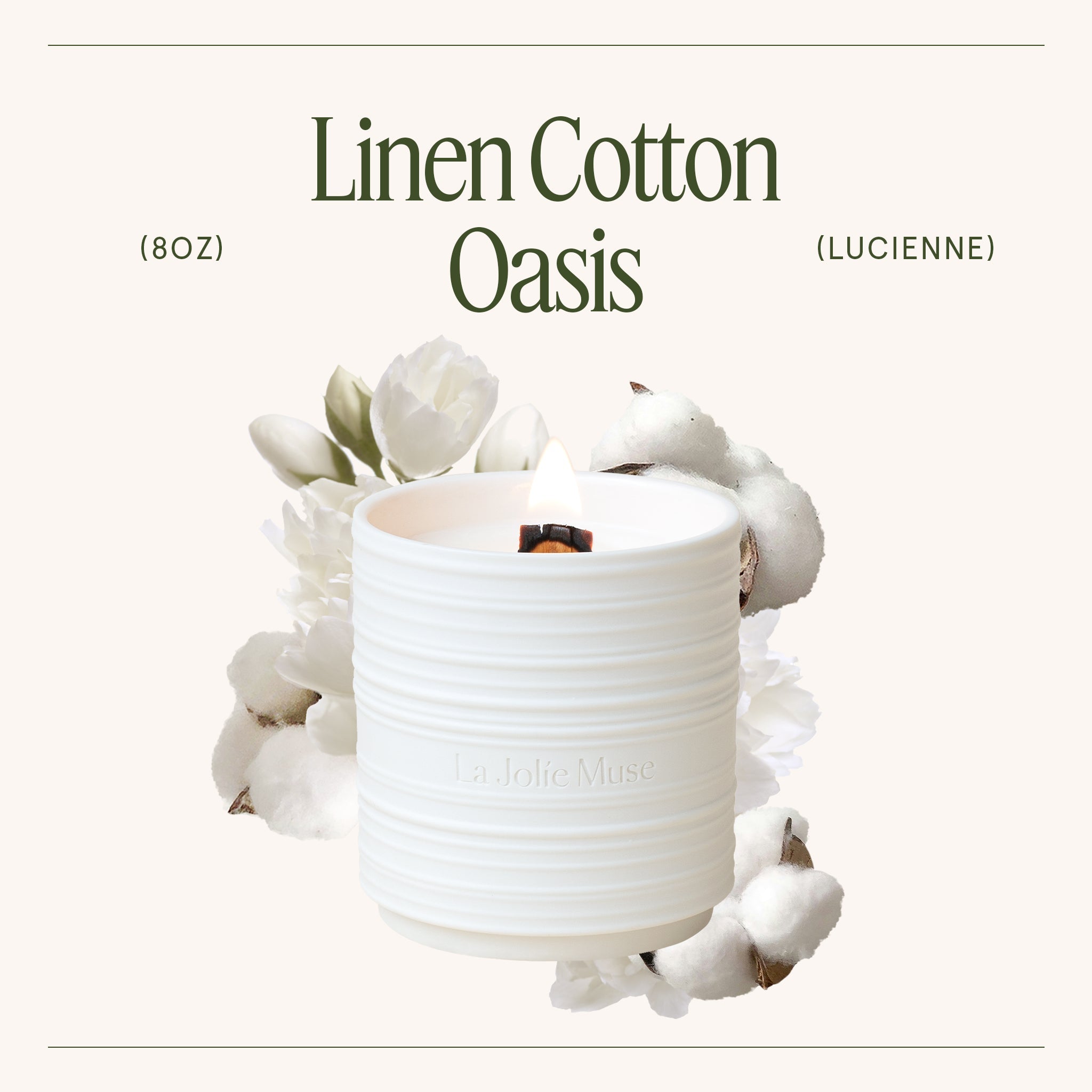 Product view 5 - Lucienne - Linen Cotton Oasis Candle - LA JOLIE MUSE