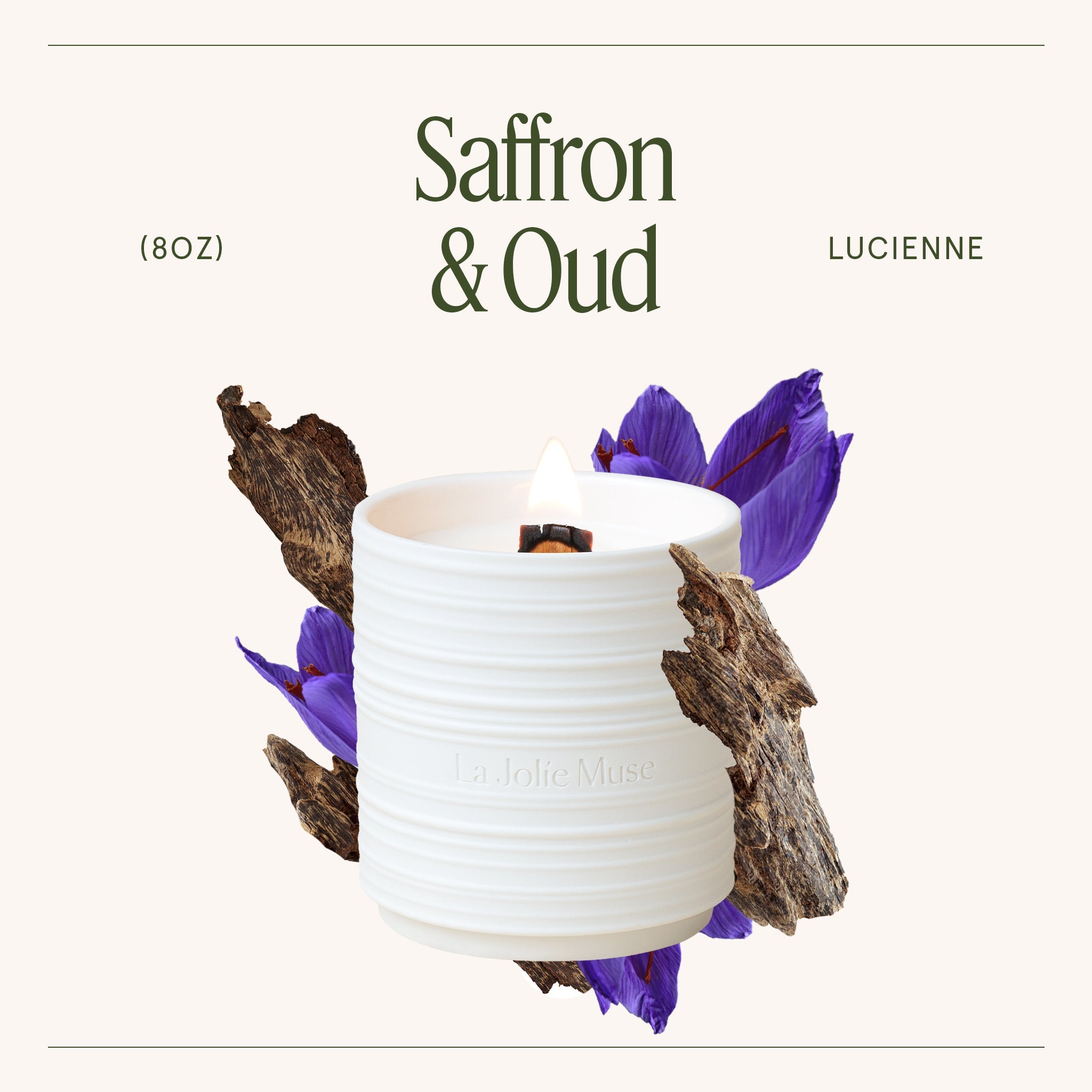 Product view 5 - Lucienne - Saffron & Oud Candle - LA JOLIE MUSE