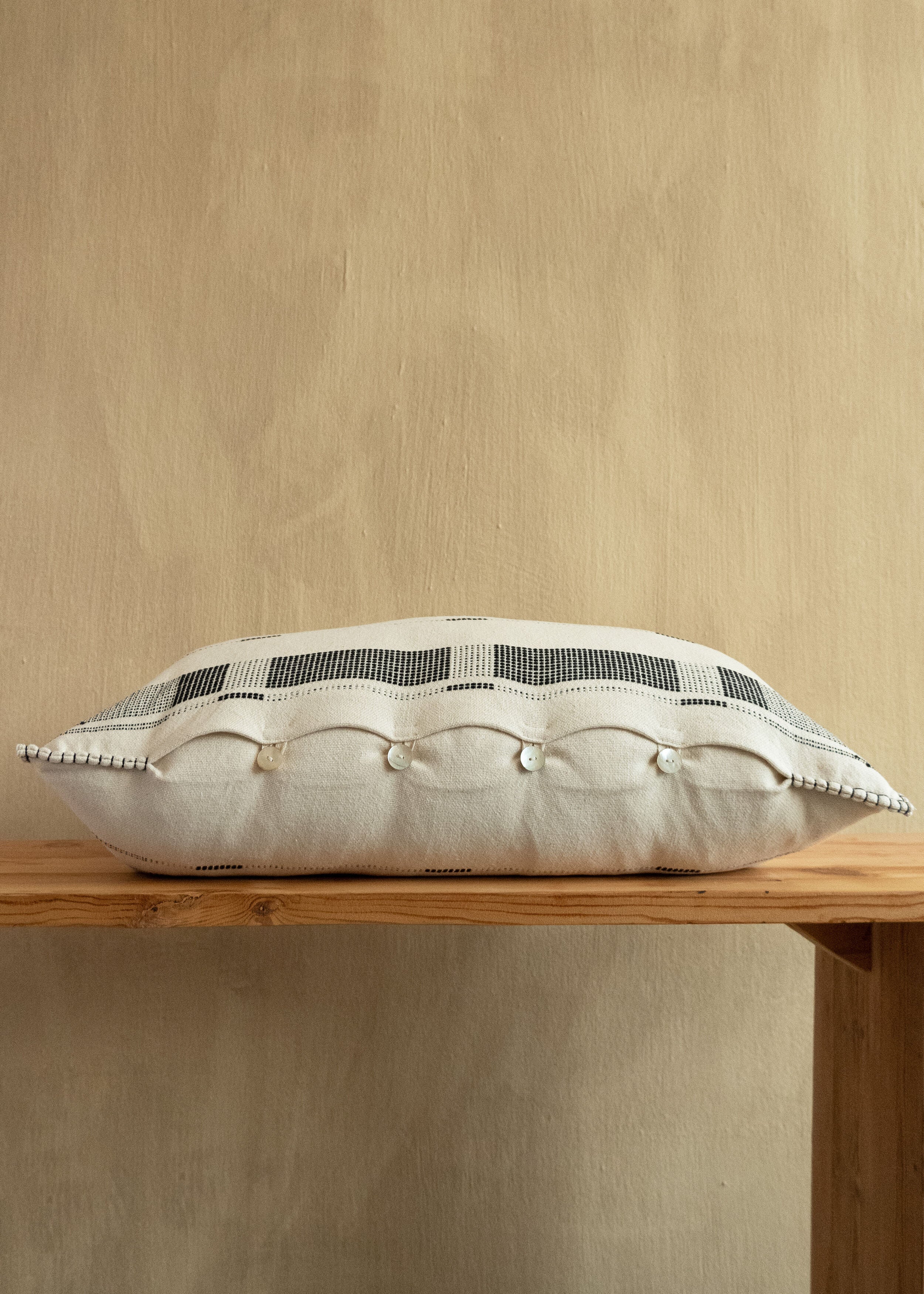 Product view 4 - Fulcrum Onyx Oversized Cotton Lumbar Pillow - Kanju Interiors
