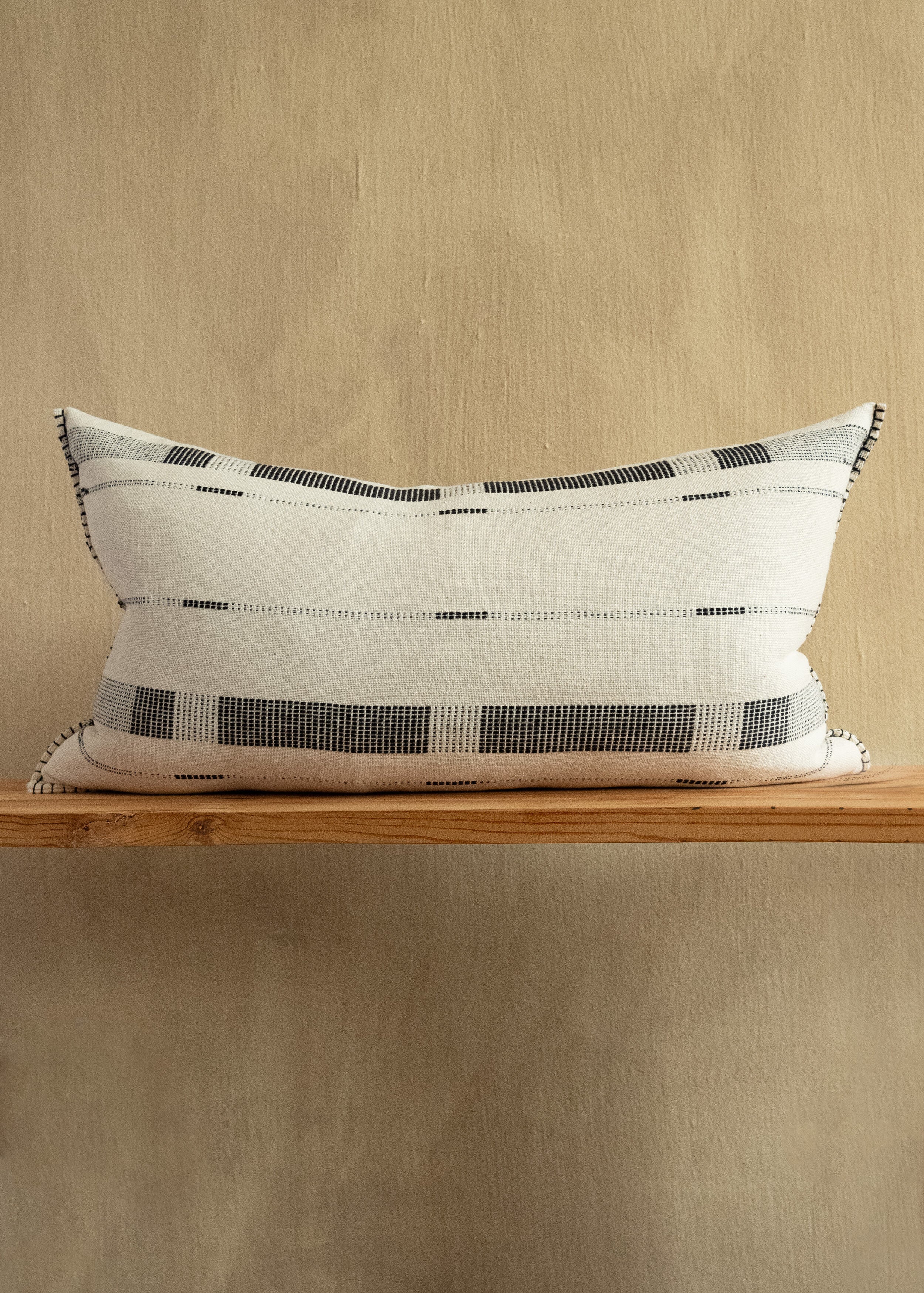 Close-up detail showing quality craftsmanship and materials - Fulcrum Onyx Oversized Cotton Lumbar Pillow