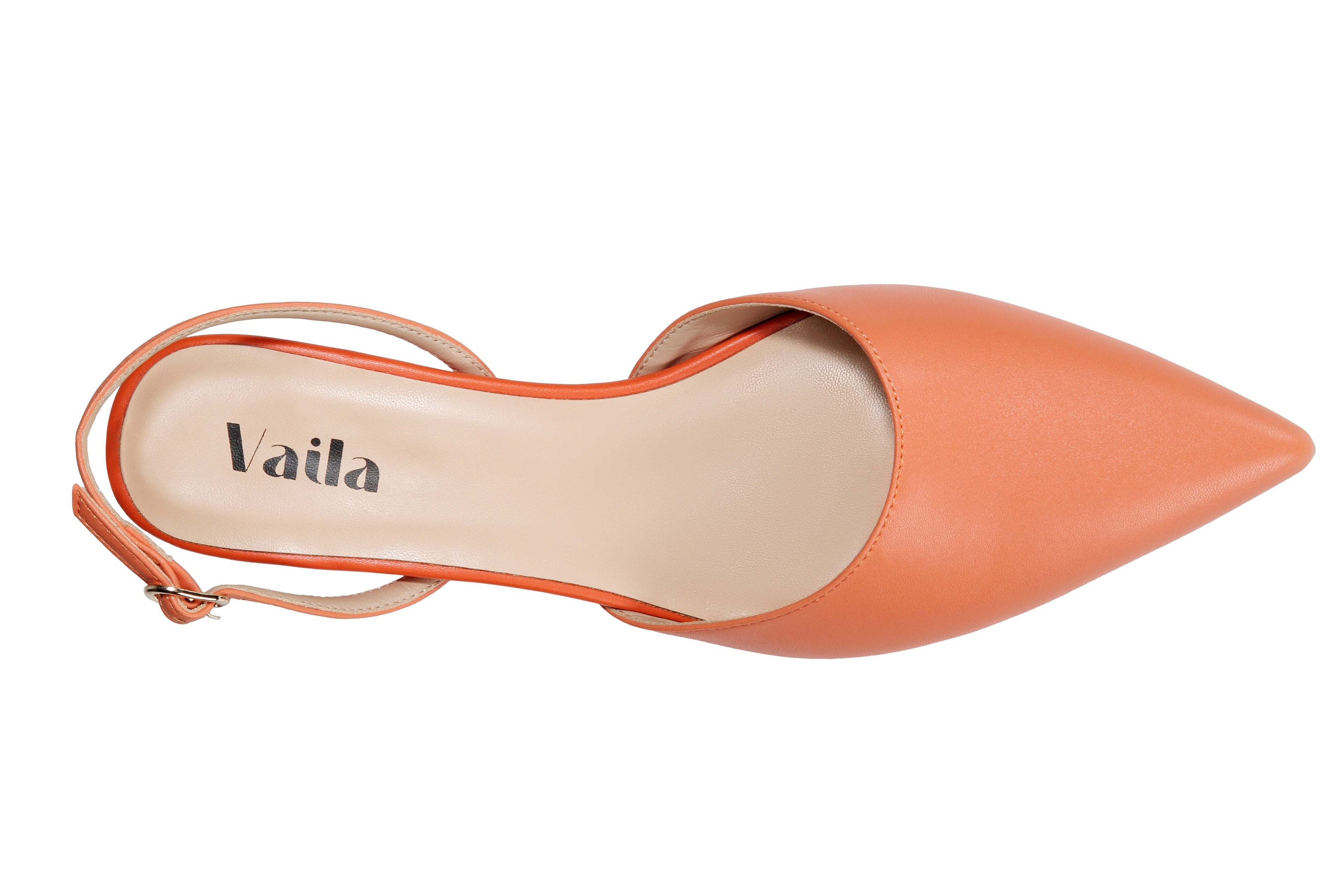 Lifestyle photo showing Mia Slingback Apricot in use - Vaila Shoes