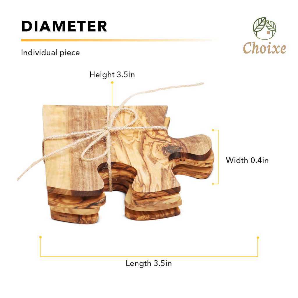 Product view 7 - Olive Wood Coaster Puzzle 4-Pcs Set. - Choixe
