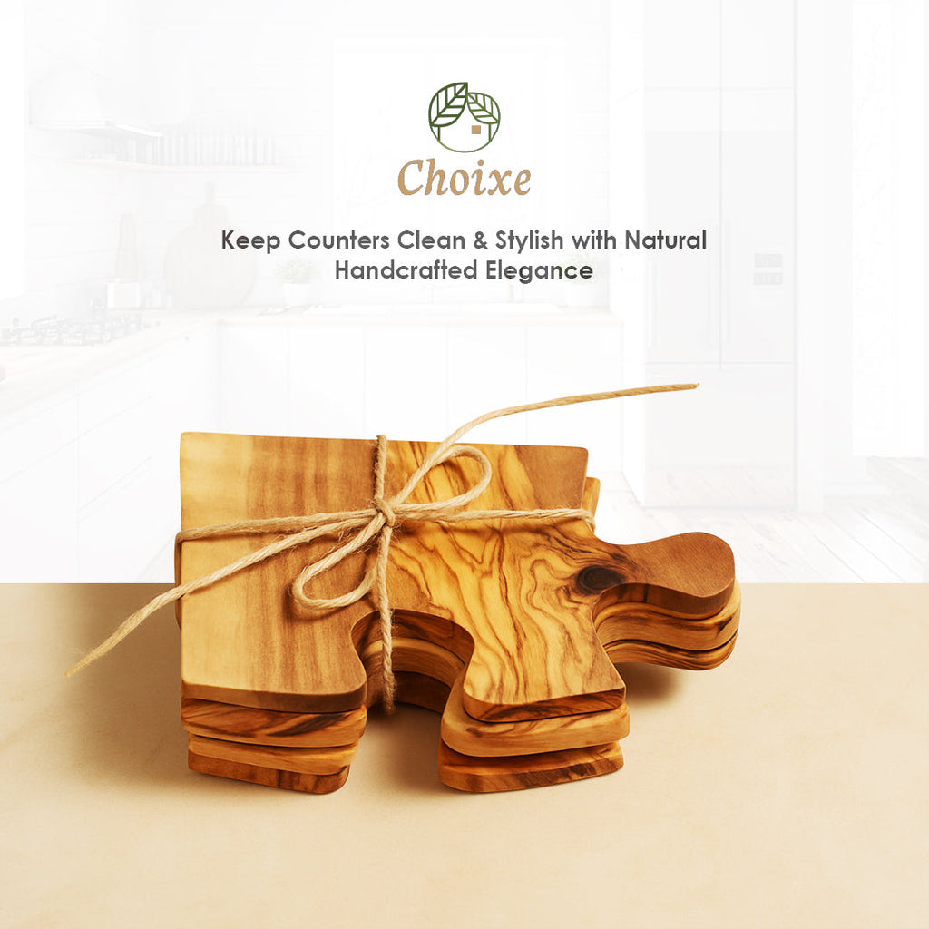 Product view 9 - Olive Wood Coaster Puzzle 4-Pcs Set. - Choixe