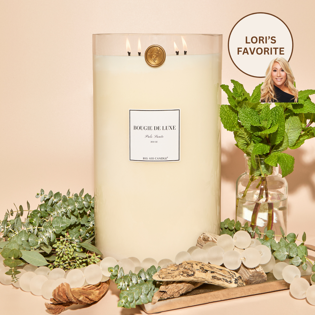 Lifestyle photo showing Big Ass Candle (300 oz, 750-1,000 hours) in use - Big Ass Luxuries