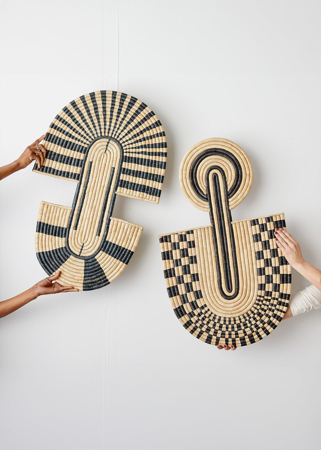 Maravi Patterned Black & Natural Woven Wall Art - premium quality - Kanju Interiors