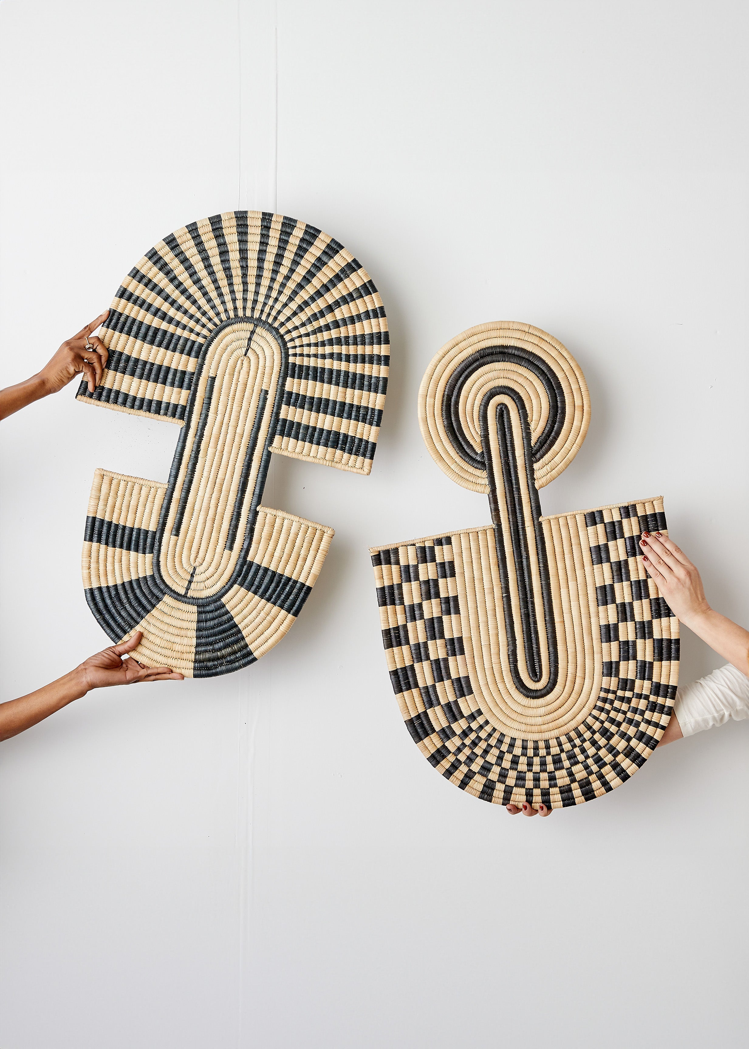 Maravi Patterned Black & Natural Woven Wall Art - premium quality - Kanju Interiors