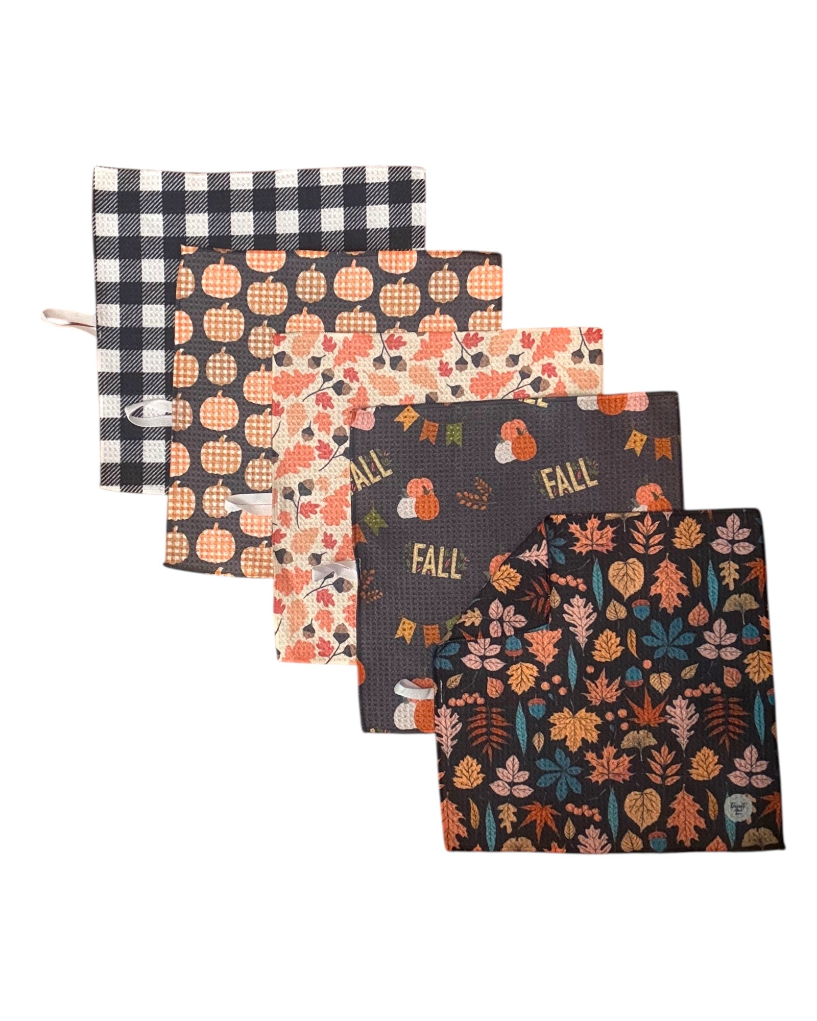 FALLING LEAVES DISHCLOTH SET OF 5 - premium quality - DesertAqua