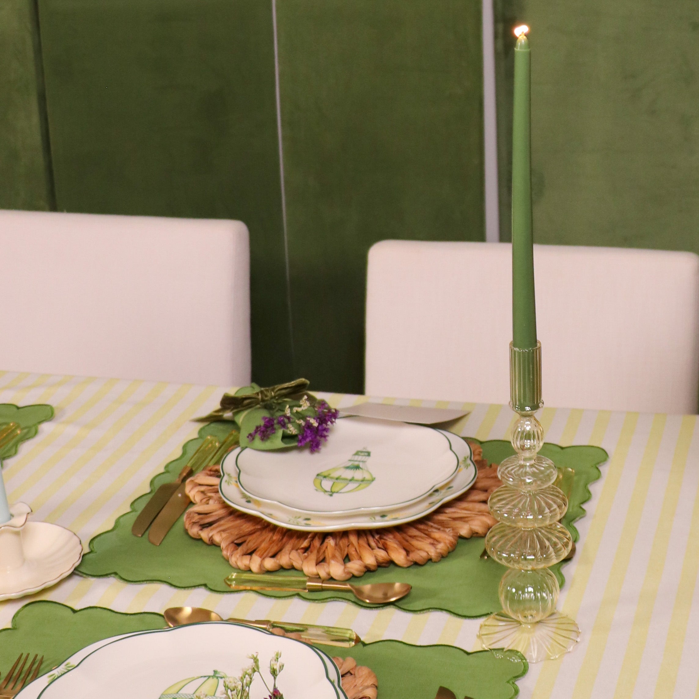 Product view 5 - Extra Tall Pine Green Taper Candle, 1 Case of 48 Packs (4 Candles per  - Ro'Table