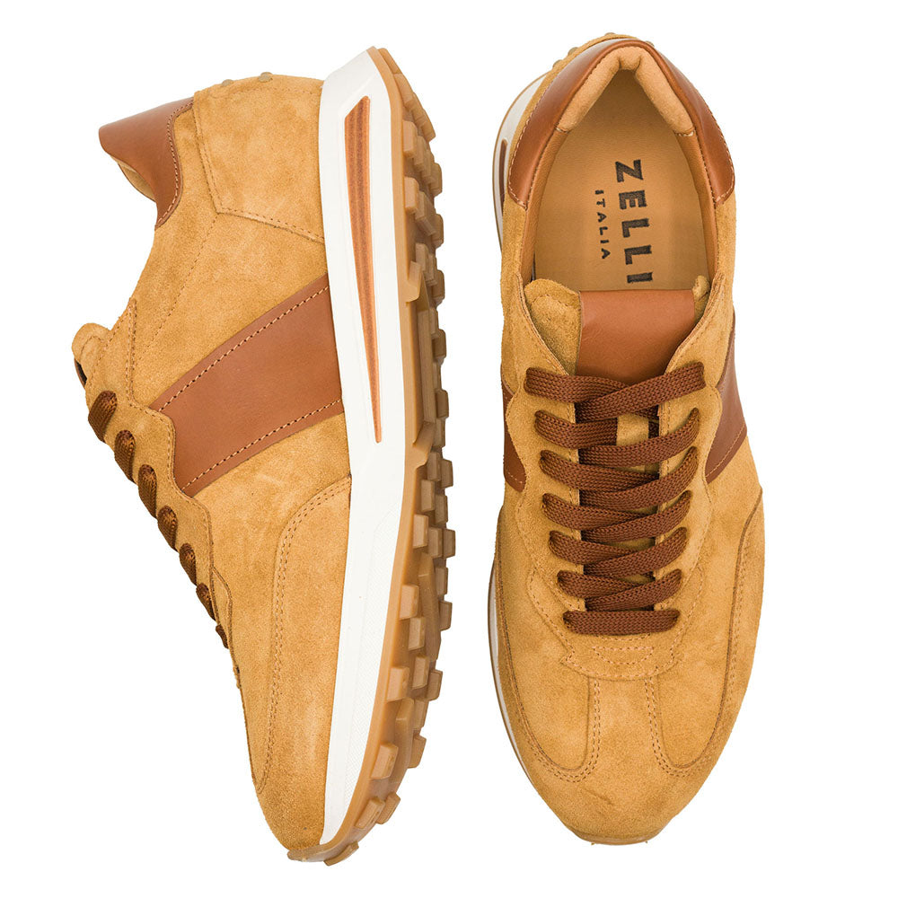 Product view 4 - 66-265-CGN ROXI Suede & Calfskin Sneaker, Cognac - Zelli Italia