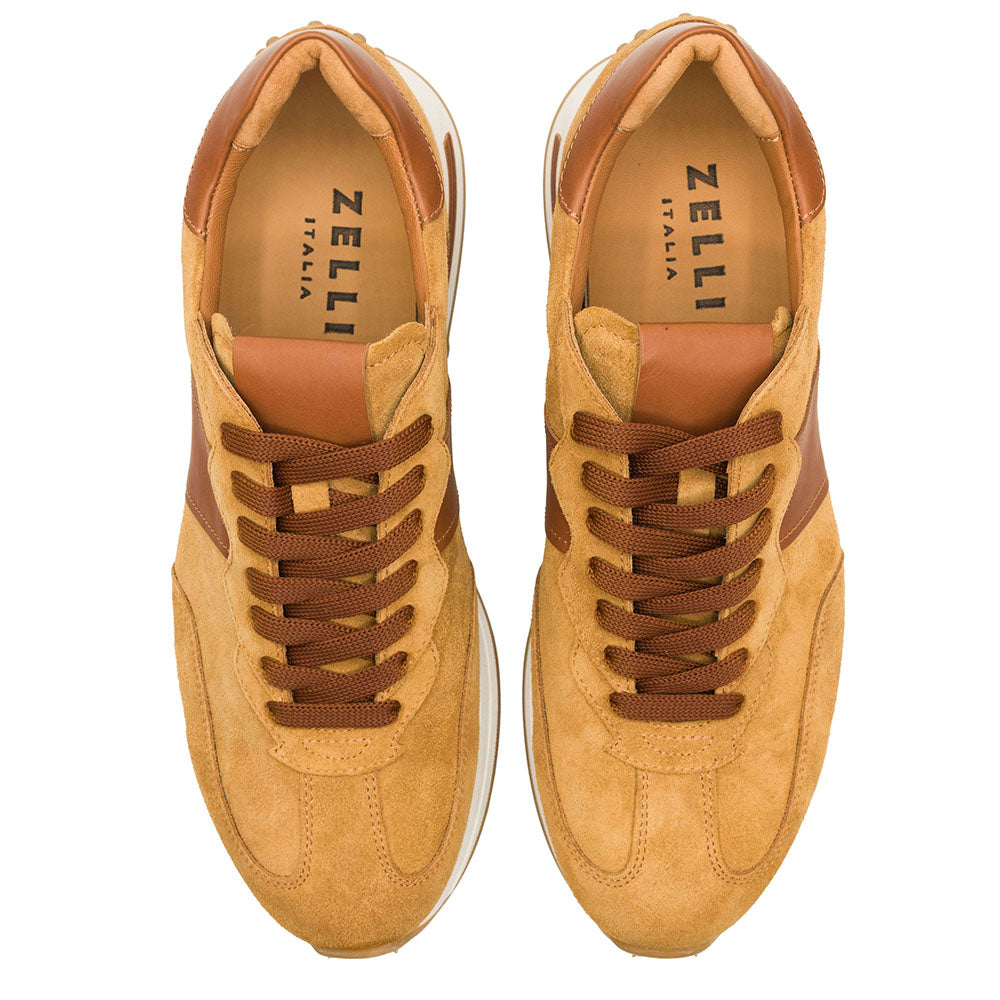 Product view 5 - 66-265-CGN ROXI Suede & Calfskin Sneaker, Cognac - Zelli Italia