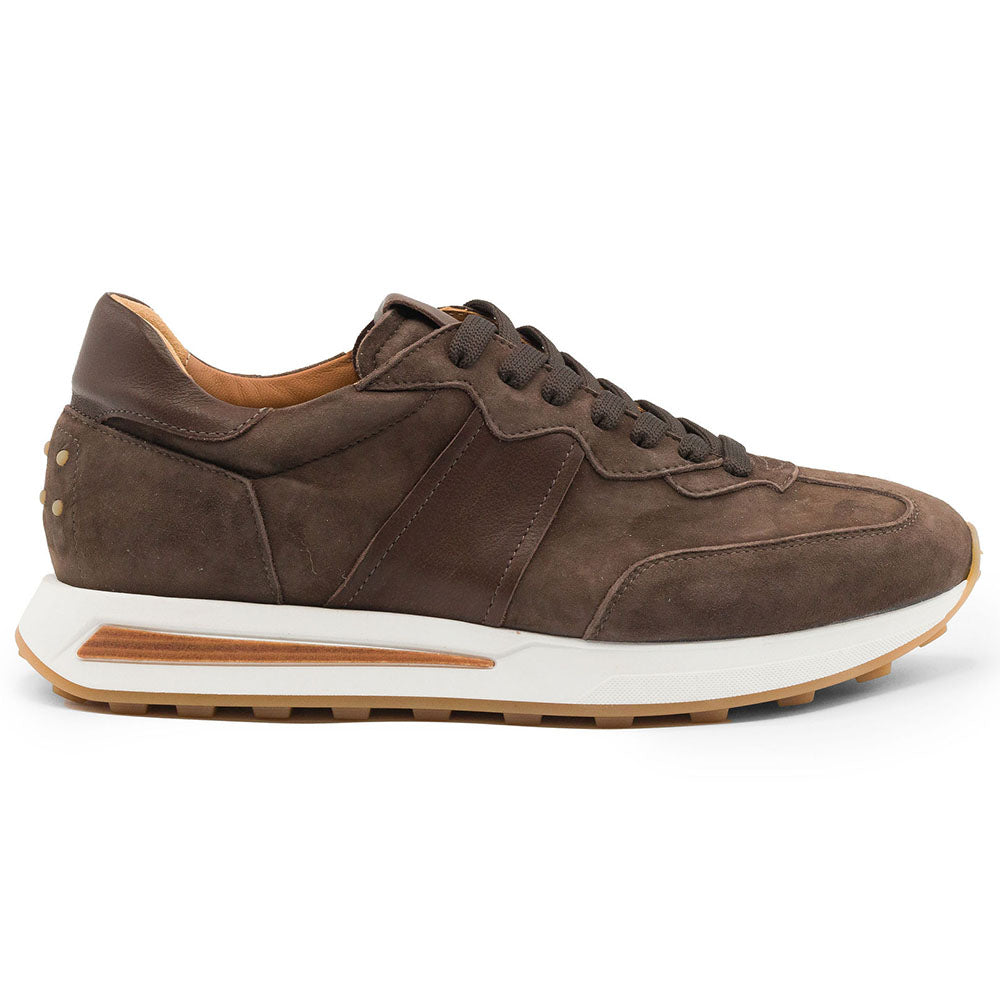 Close-up detail showing quality craftsmanship and materials - 66-265-NIC ROXI Suede & Calfskin Sneaker, Nicotine