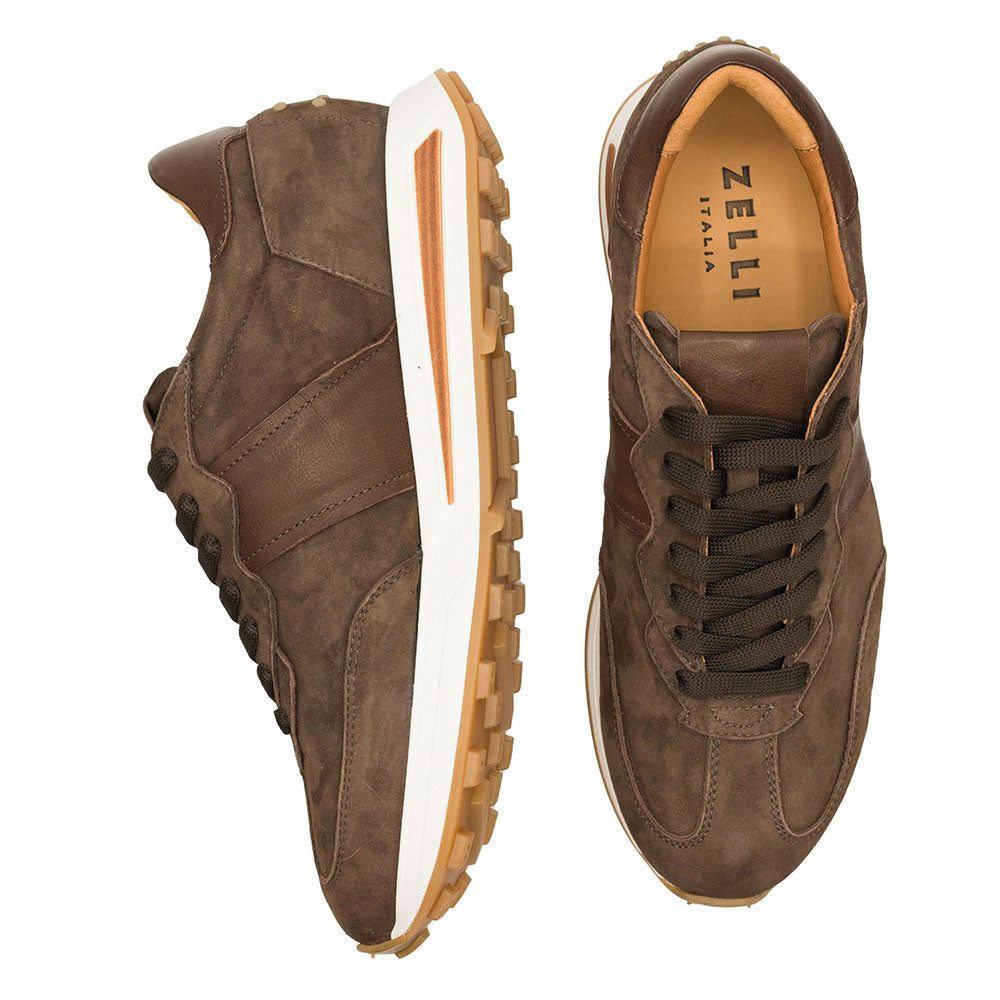 Product view 4 - 66-265-NIC ROXI Suede & Calfskin Sneaker, Nicotine - Zelli Italia