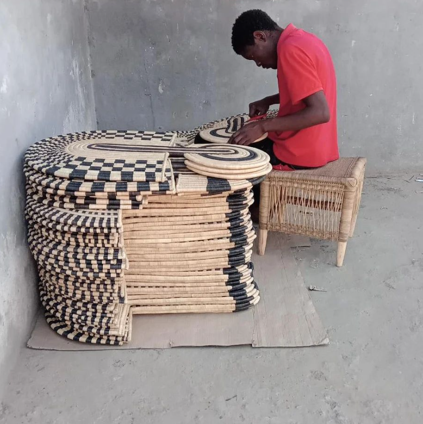 Product view 5 - Maravi Patterned Black & Natural Woven Wall Art - Kanju Interiors