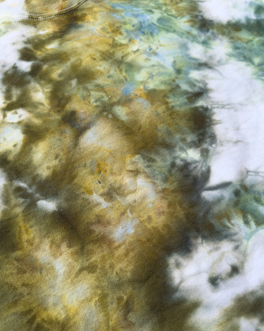 Close-up detail showing quality craftsmanship and materials - ICE DYED 90/10 SWEATSHIRT Tree Moss