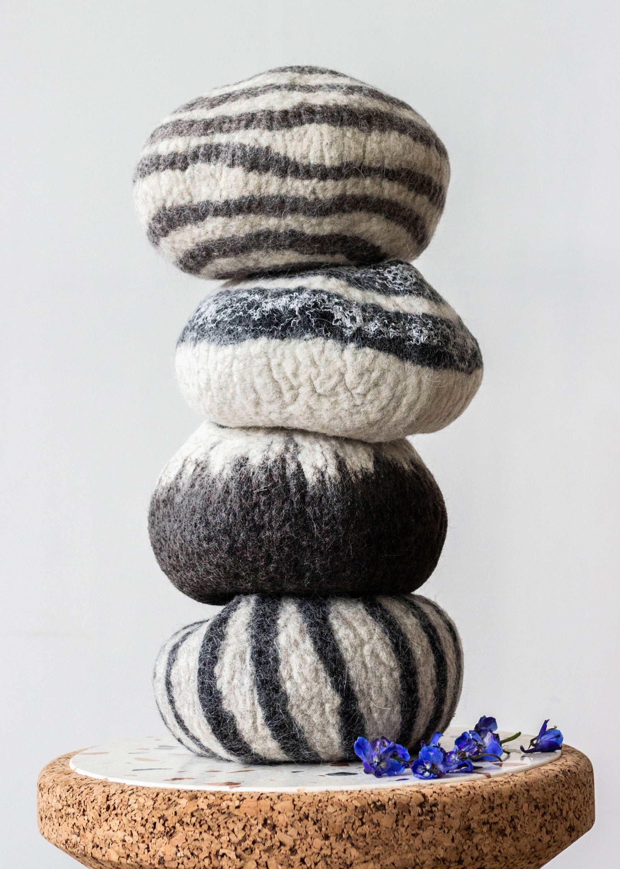 Close-up detail showing quality craftsmanship and materials - Midnight Ombre Hand-Felted Wool Decorative Ukhamba Bowl