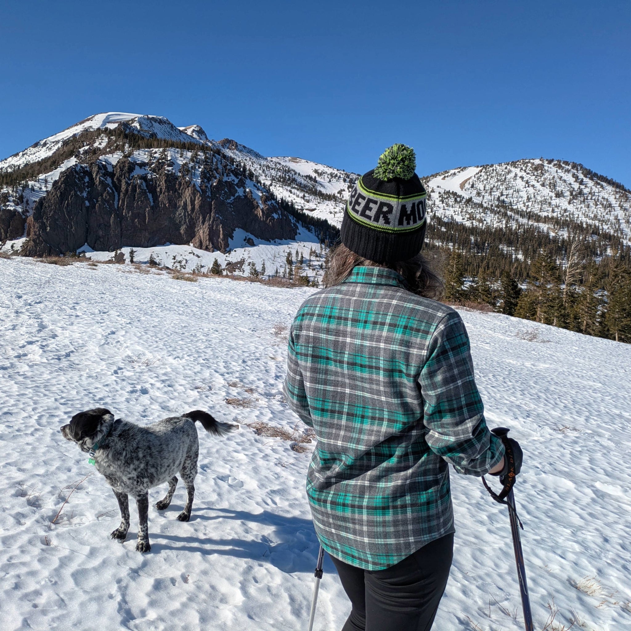 Lifestyle photo showing Women's Highland Tech Flannel - Mountain Mist in use - Faultline395