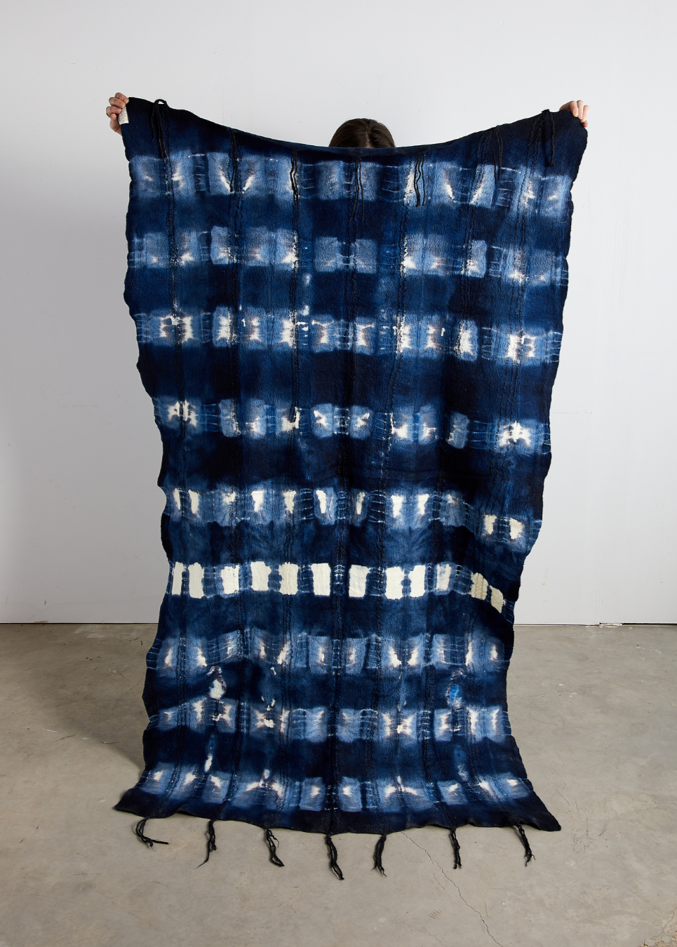 Close-up detail showing quality craftsmanship and materials - Adire Tye-Dye Lightweight Wool Throw Blanket