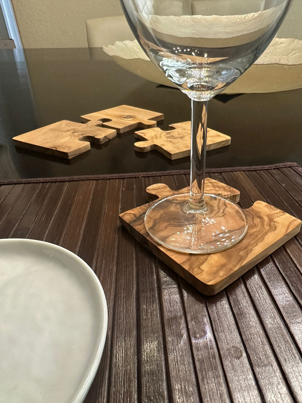 Product view 6 - Olive Wood Coaster Puzzle 4-Pcs Set. - Choixe