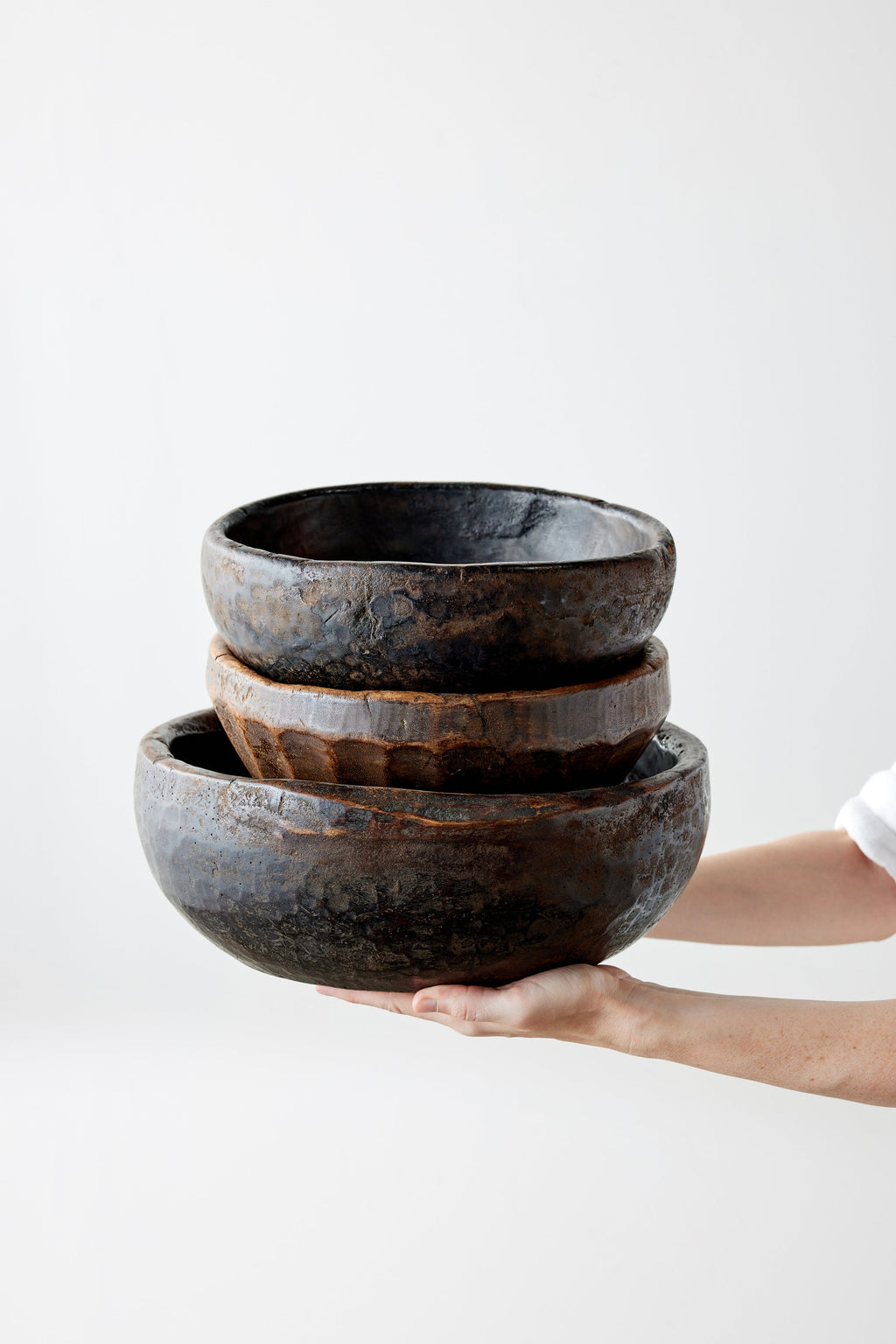 Close-up detail showing quality craftsmanship and materials - Vintage Iroko Wood Bowl