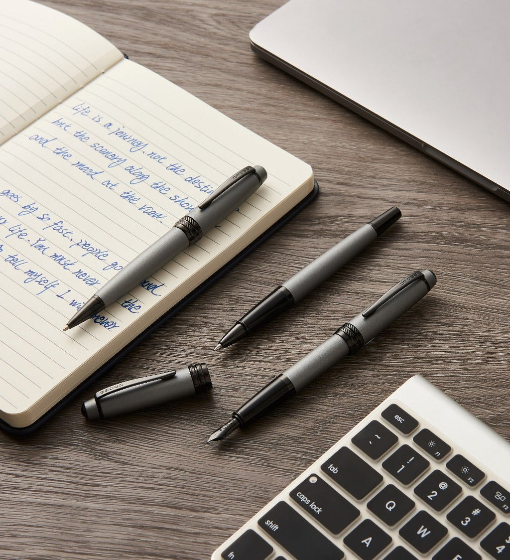 Product view 8 - A.T. Cross Bailey Matte Gray Lacquer Stainless Steel Extra-Fine Nib Fo - A.T. Cross