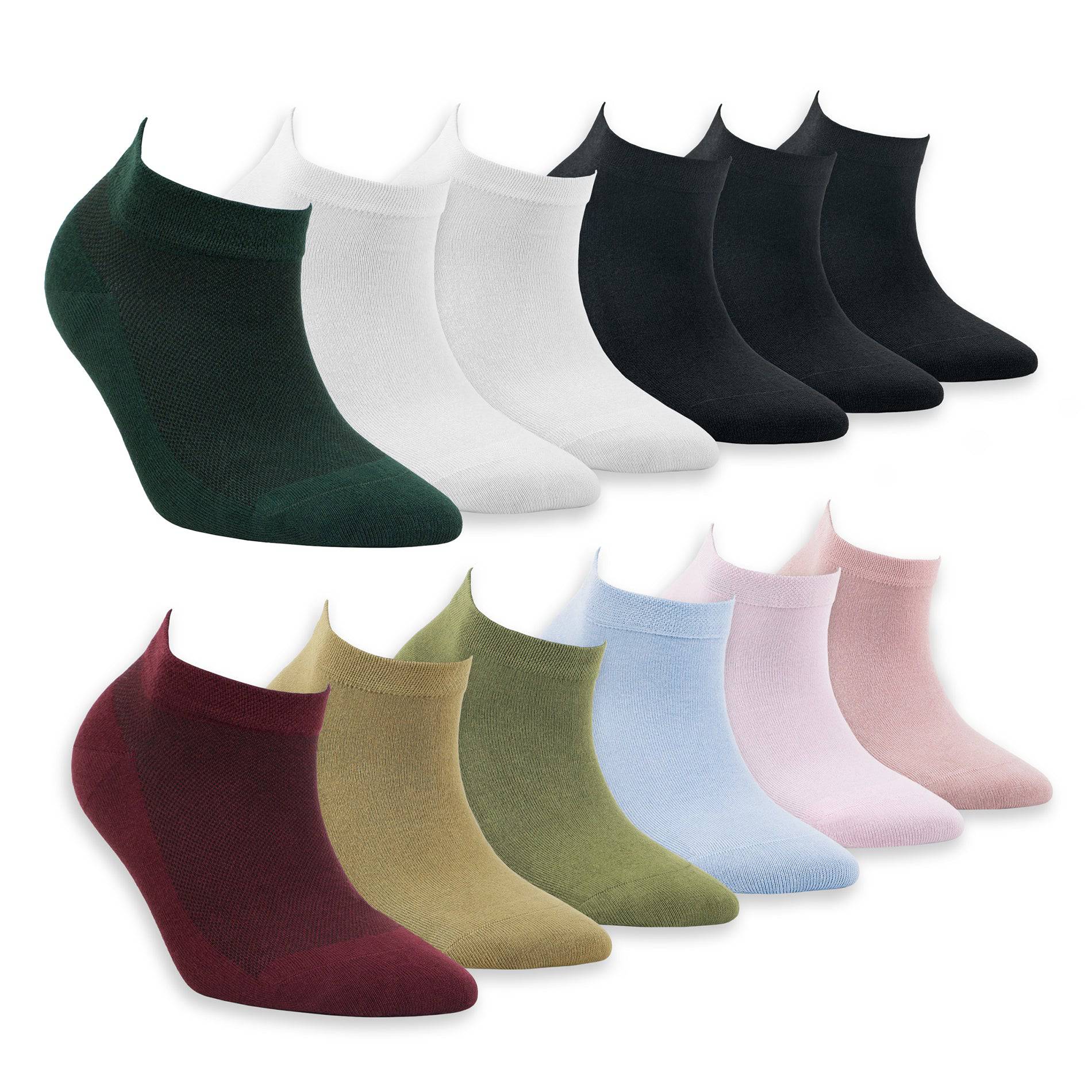 Women’s Bamboo Ankle Socks 12-Pack - 554 - premium quality - Bambooven