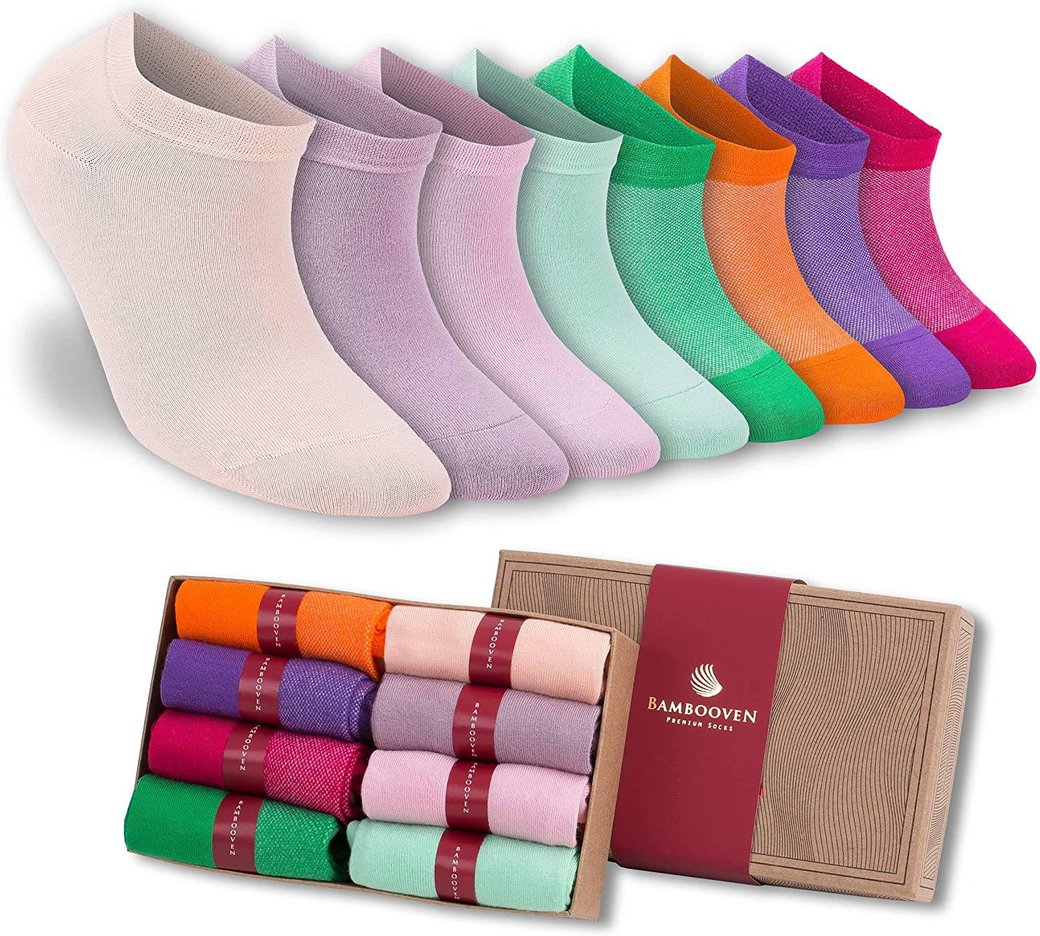 Women’s Bamboo Ankle Socks 8-Pack - 620 - premium quality - Bambooven