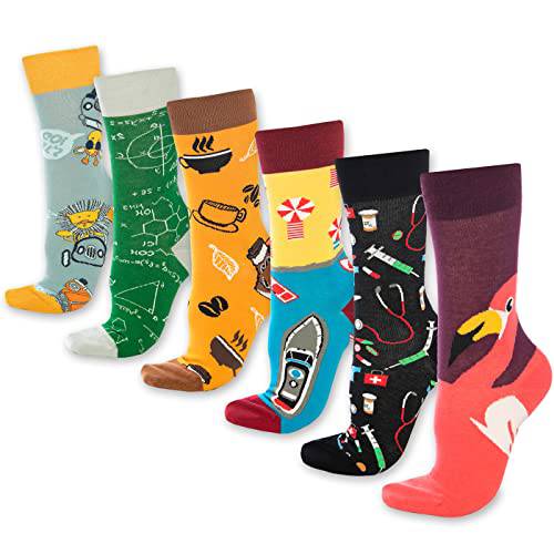 Fun Crew Socks for Men and Women – Colorful Cotton Novelty 6-Pack - premium quality - Bambooven