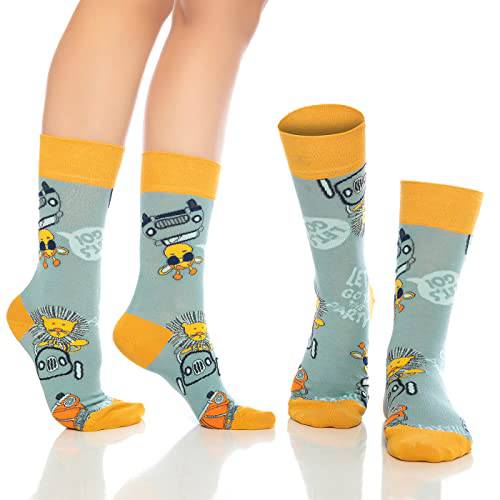 Product view 4 - Fun Crew Socks for Men and Women – Colorful Cotton Novelty 6-Pack - Bambooven