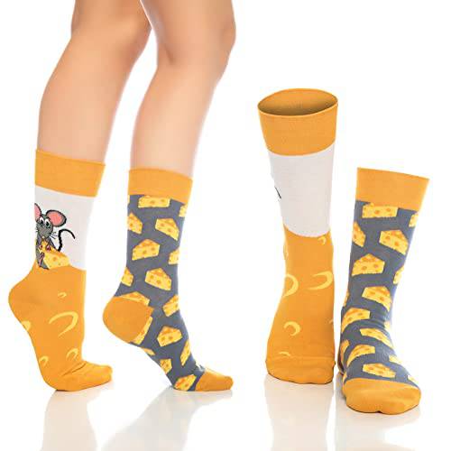 Lifestyle photo showing Fun Crew Socks for Men and Women – Colorful Cotton Novelty 6-Pack in use - Bambooven