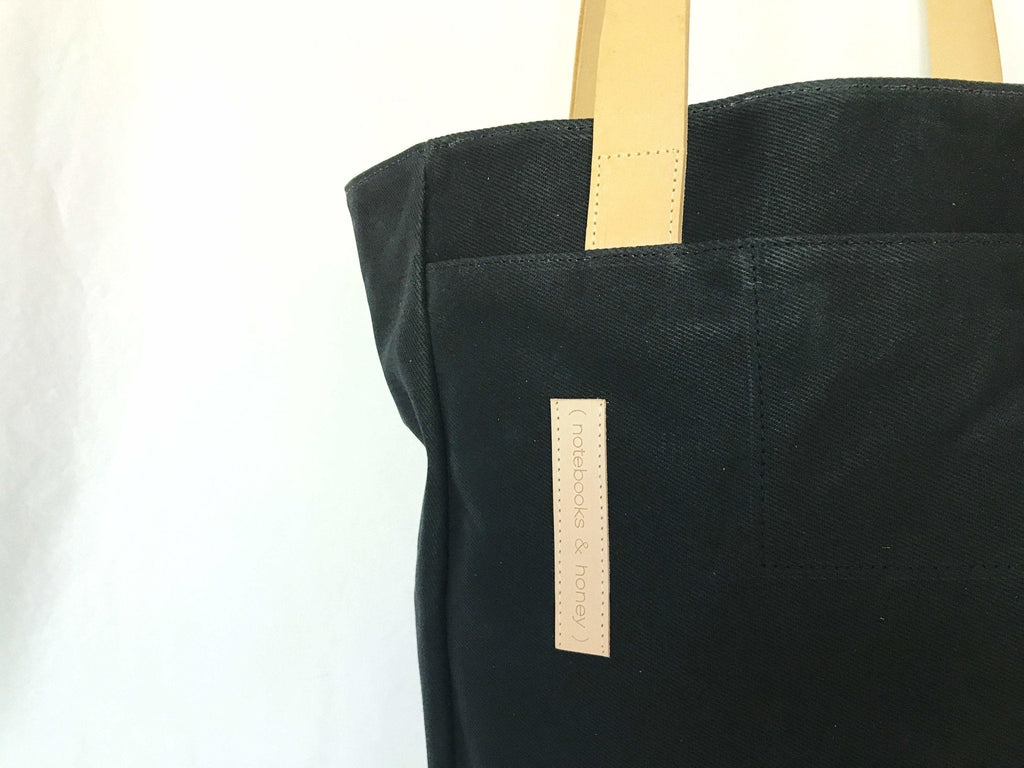 Product view 5 - Black Wax Canvas Everyday Bag - The Classic - notebooks & honey