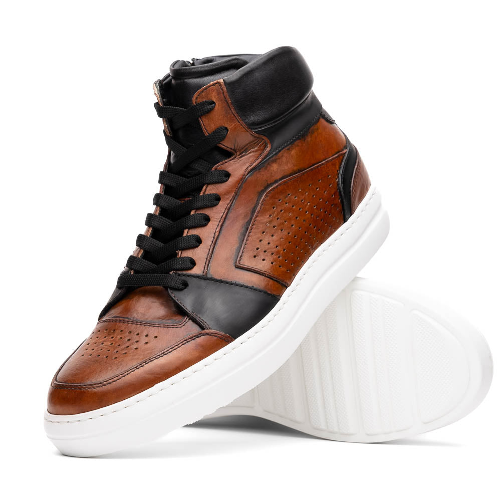 Close-up detail showing quality craftsmanship and materials - 65-356-BRN BRAVO Italian Burnished Calfskin High Top Dress S